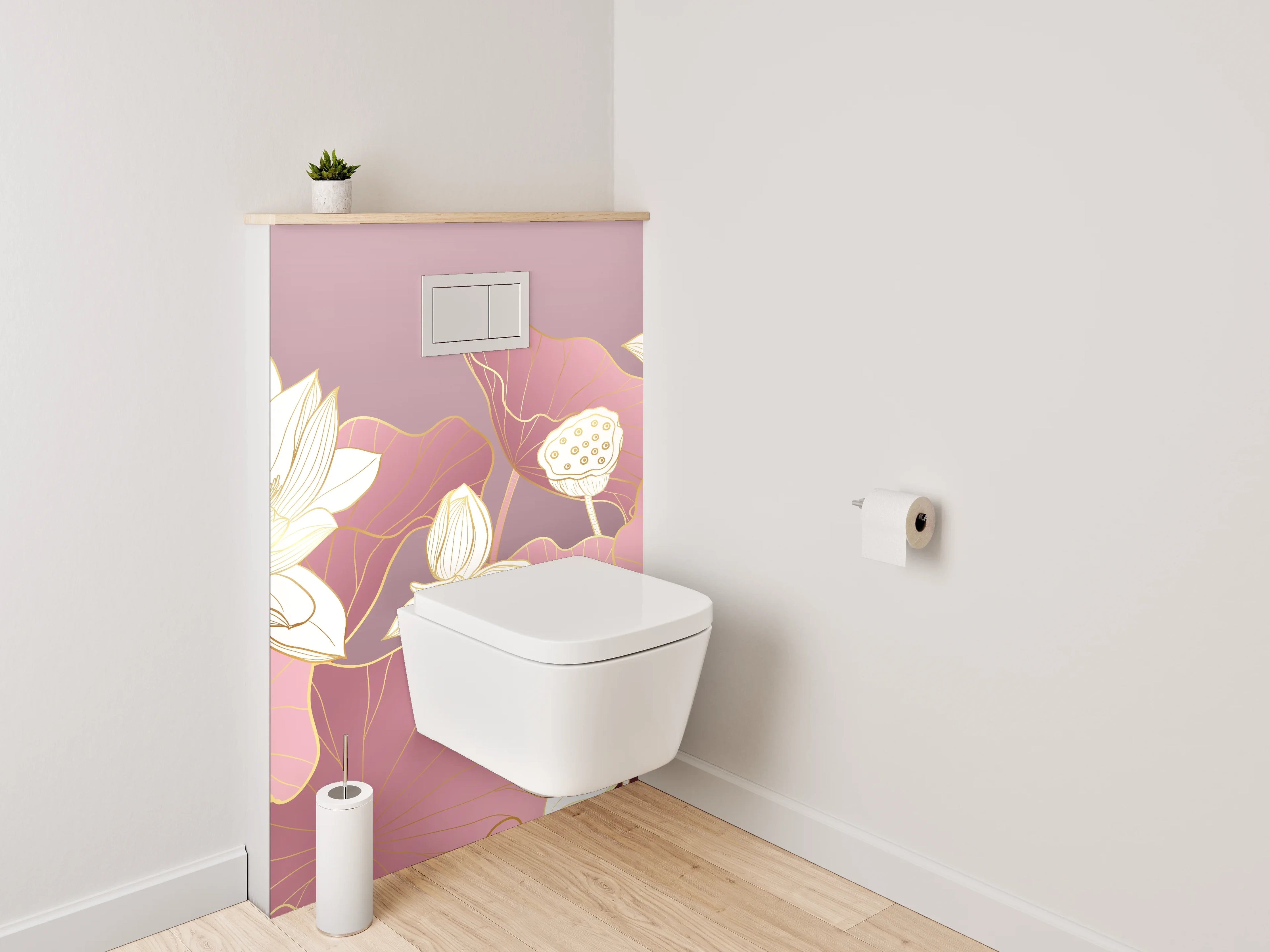 WC-Rückwand - Elegante Lotusblüten auf Rosa