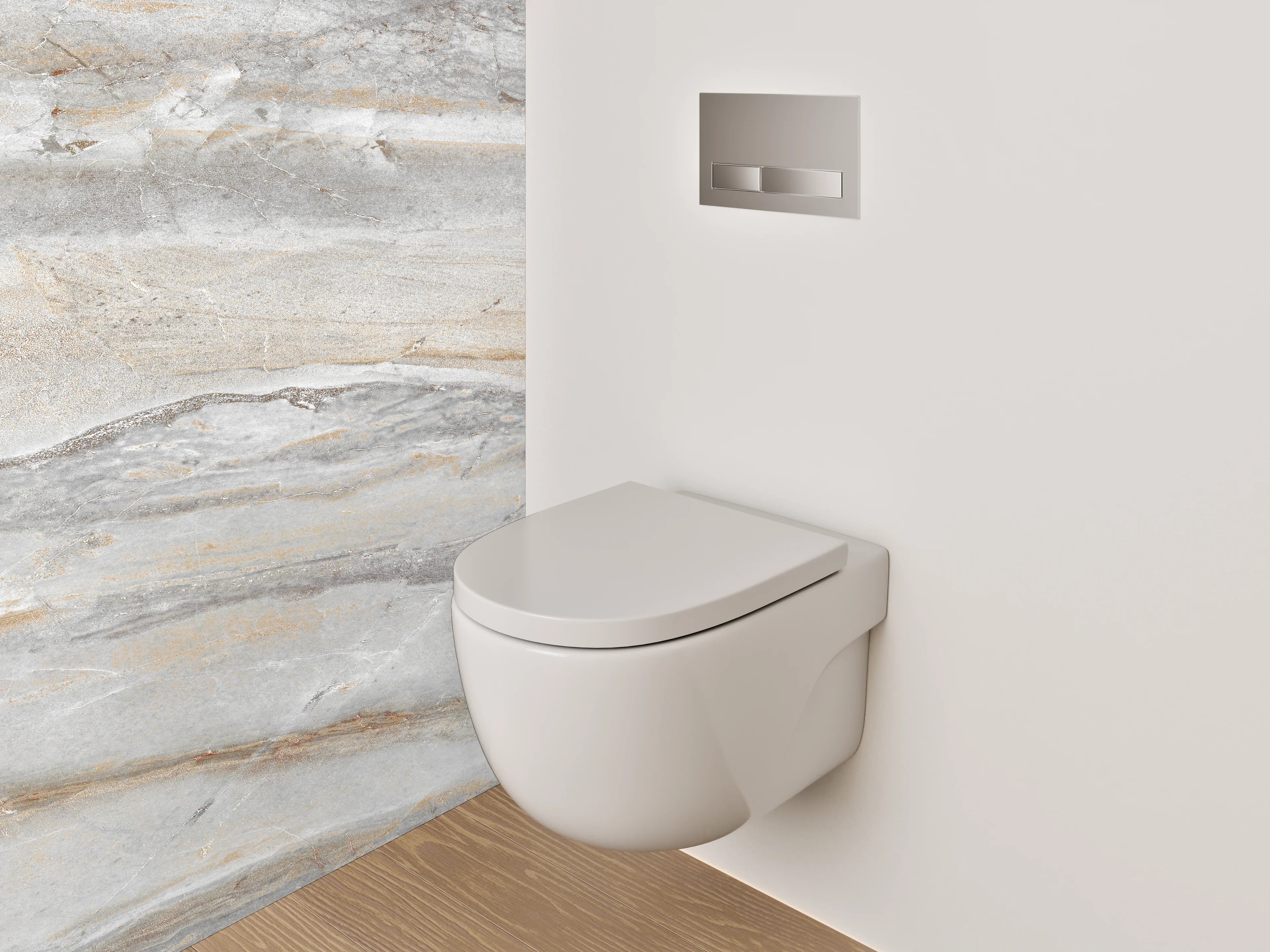 WC-Rückwand - Elegante Marmor-Optik in Weiß-Grau