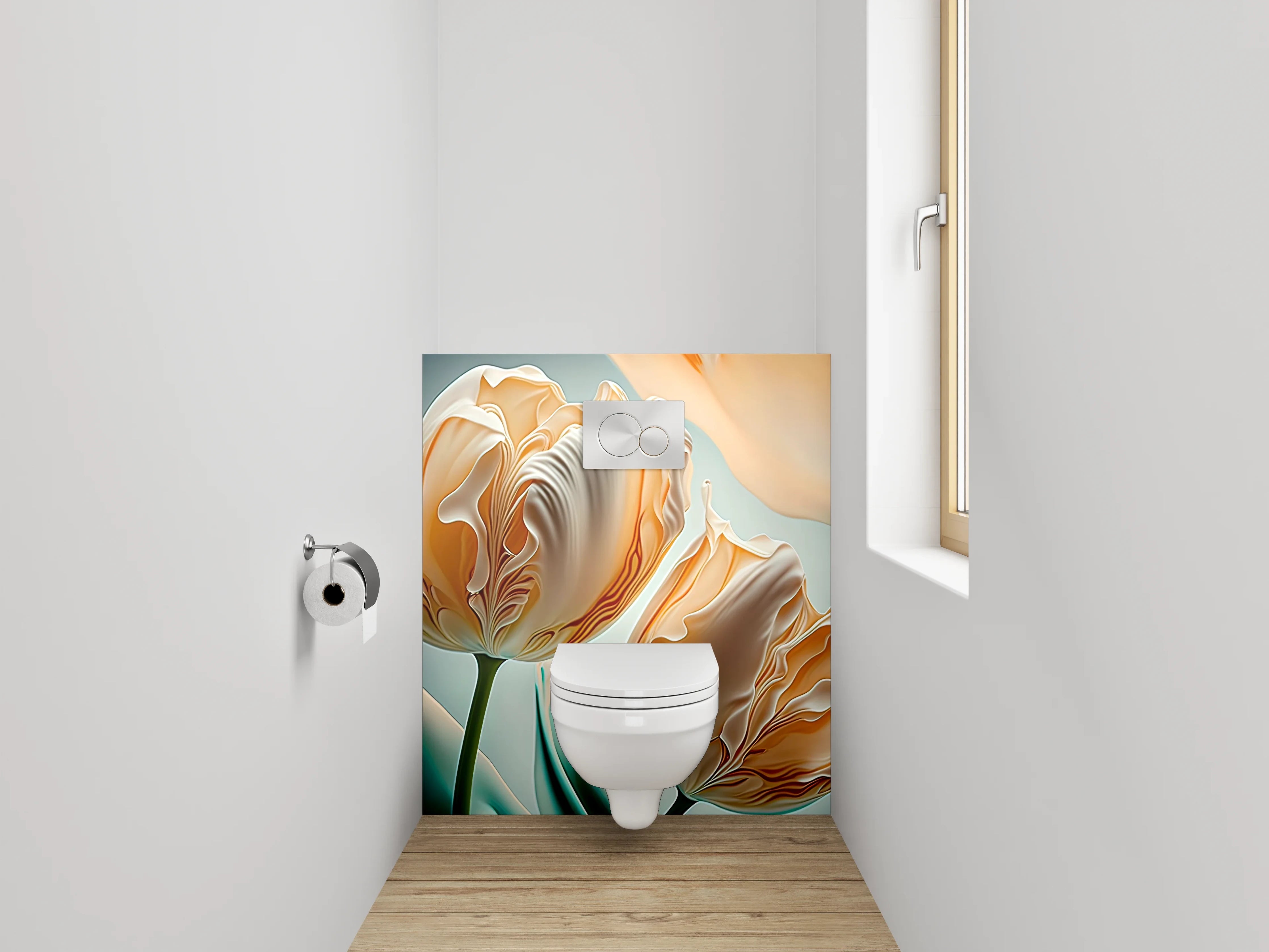 WC-Rückwand - Elegante Pfingstrose in Pastellfarben