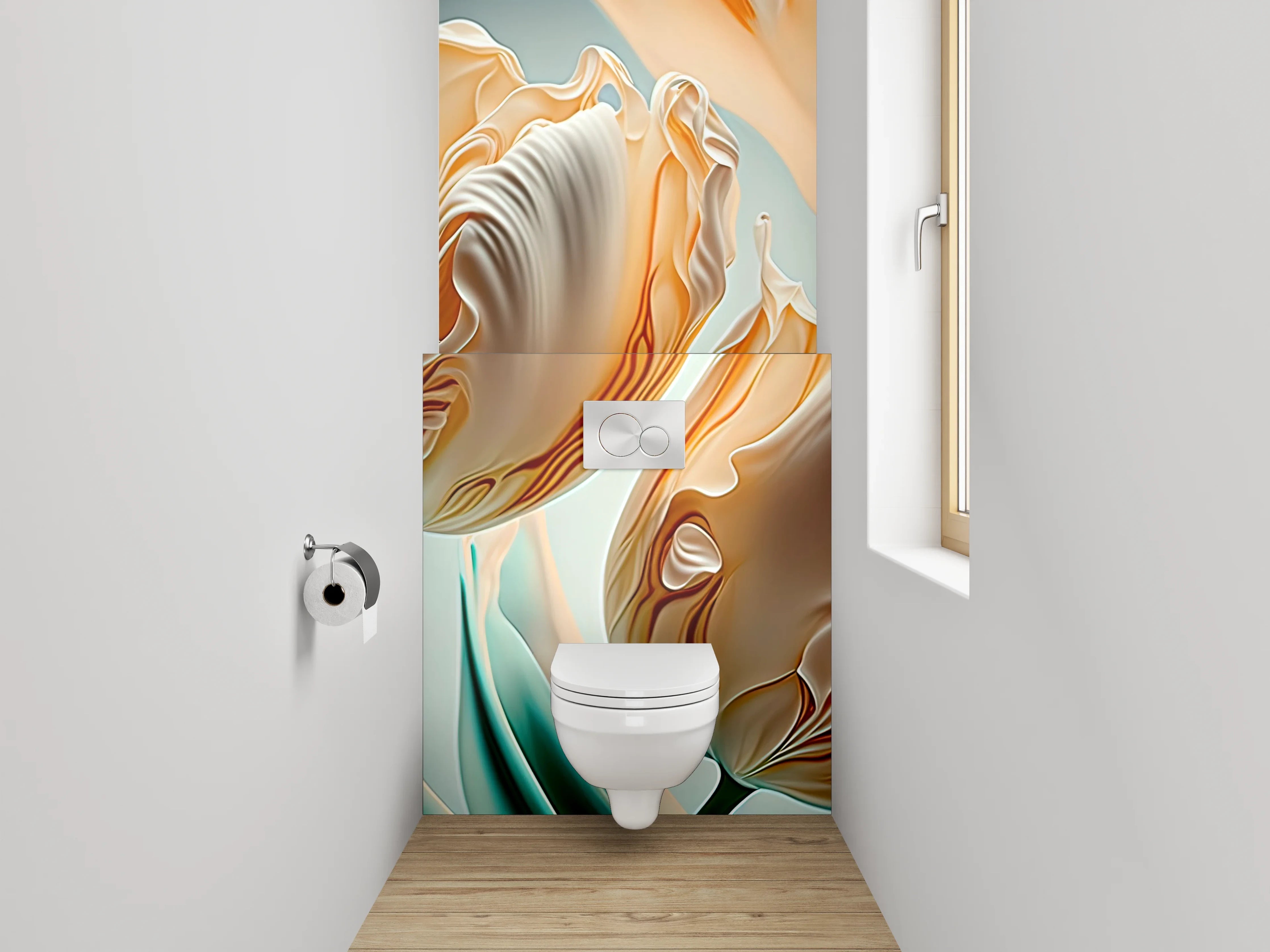 WC-Rückwand - Elegante Pfingstrose in Pastellfarben