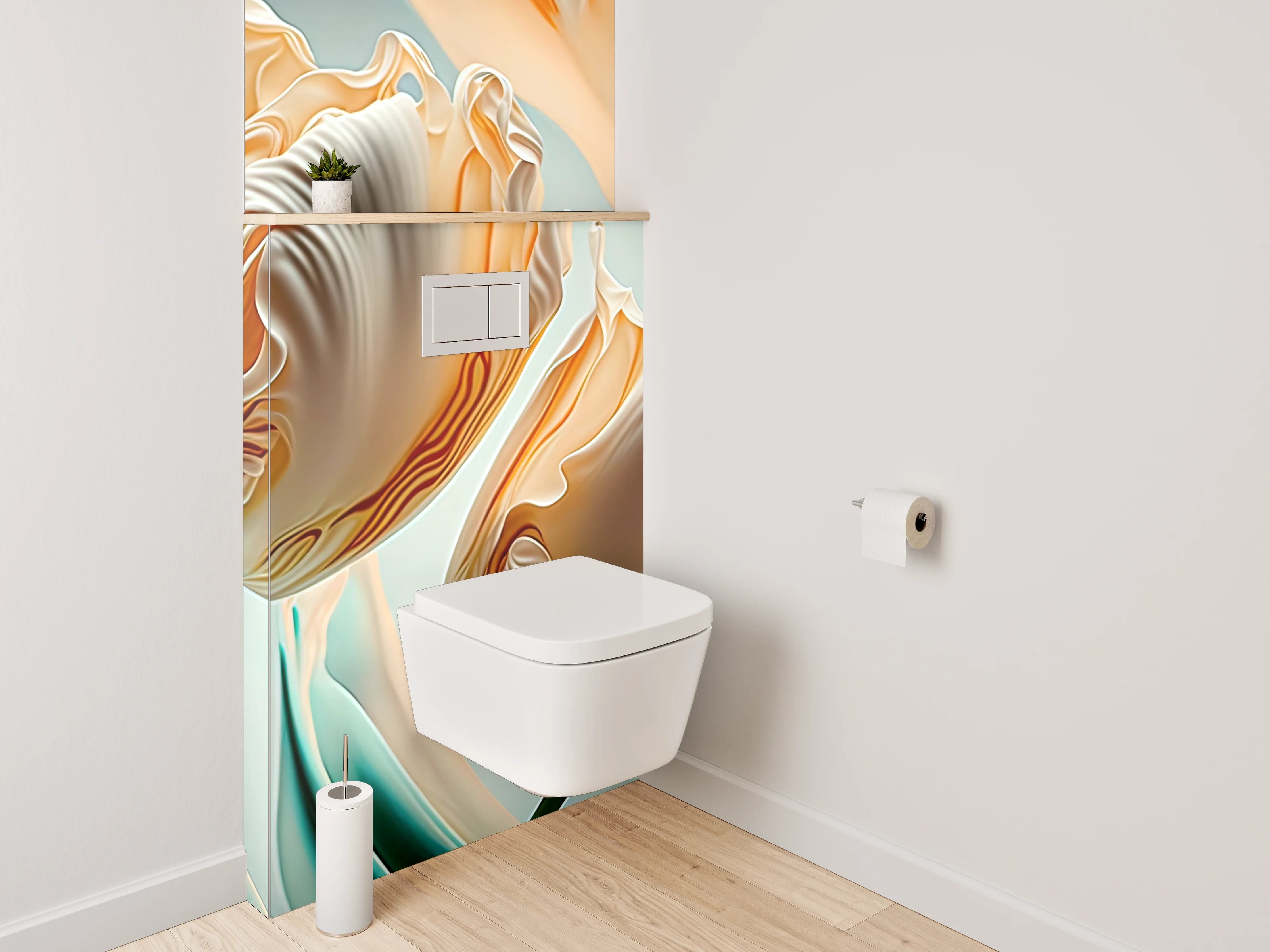 WC-Rückwand - Elegante Pfingstrose in Pastellfarben