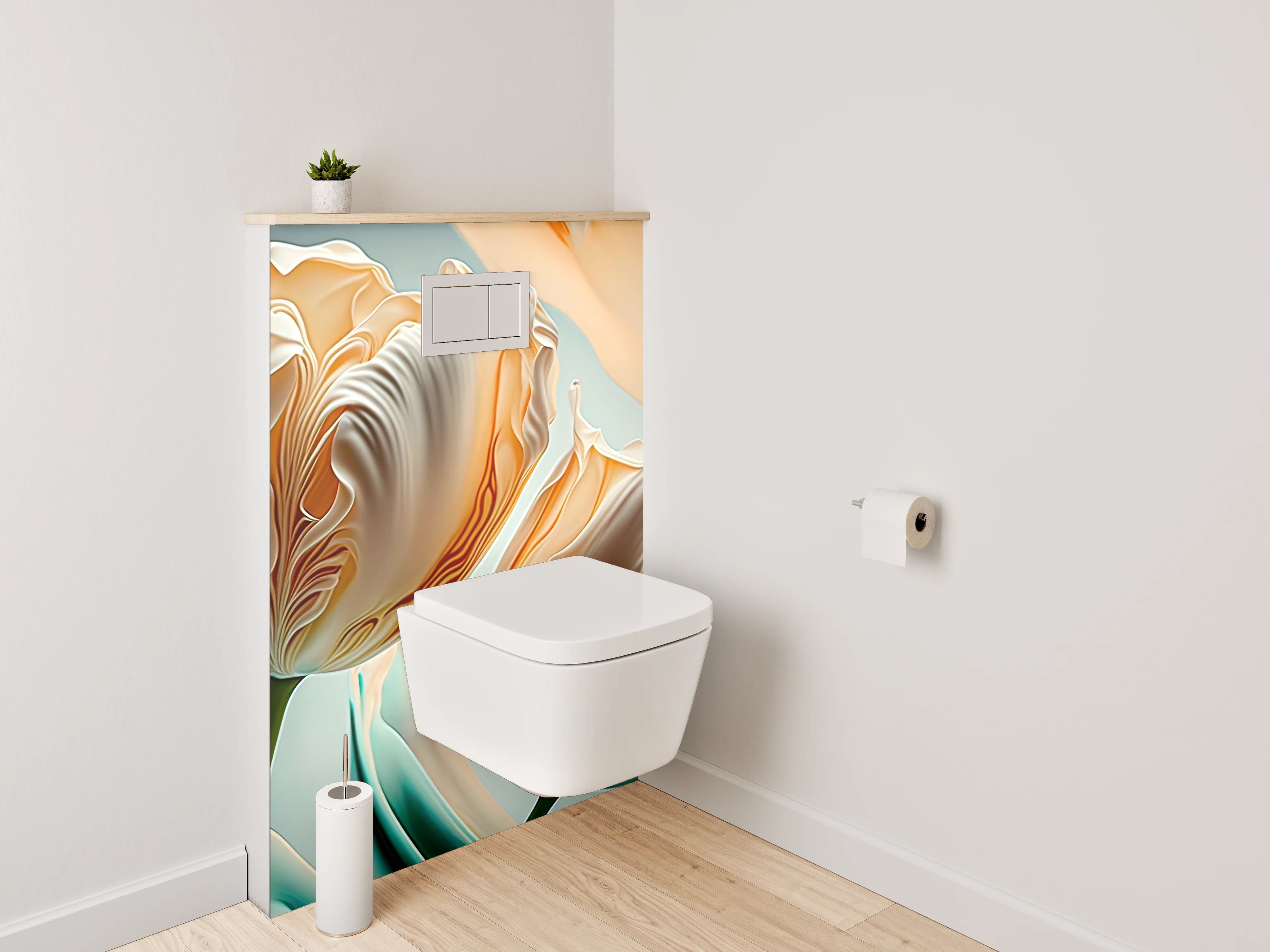 WC-Rückwand - Elegante Pfingstrose in Pastellfarben