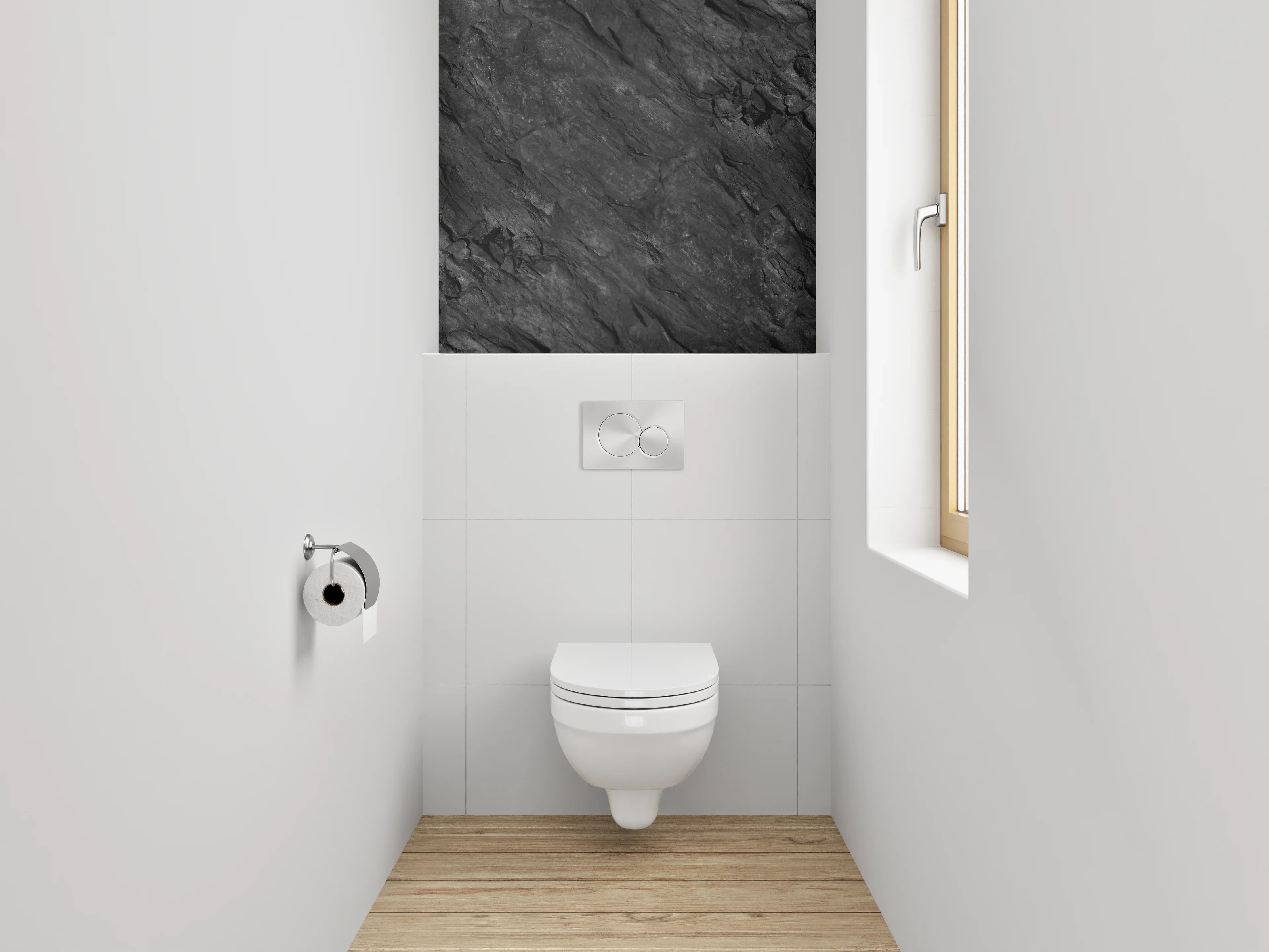 WC-Rückwand - Elegante Schieferstruktur in Schwarz