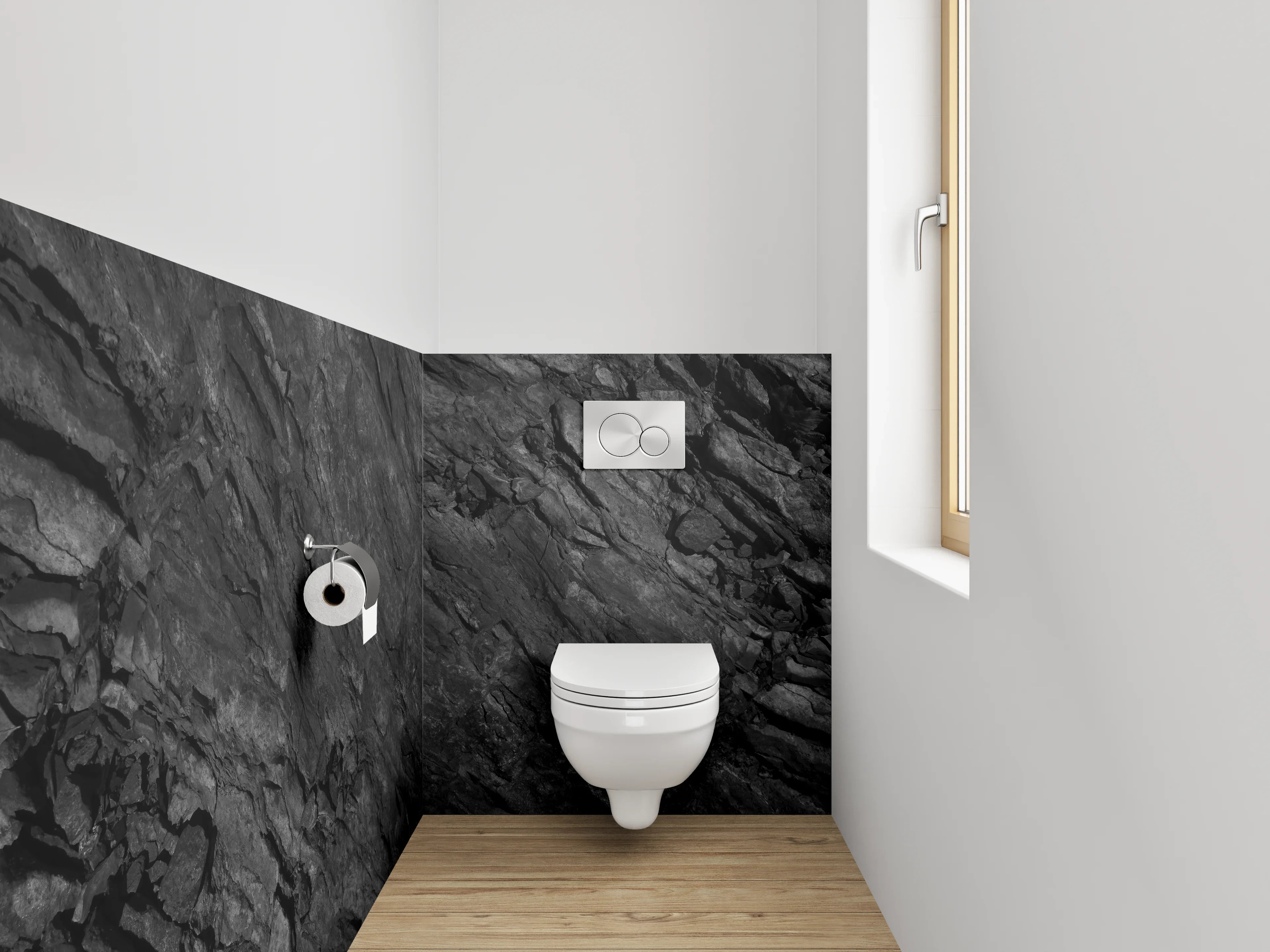 WC-Rückwand - Elegante Schieferstruktur in Schwarz