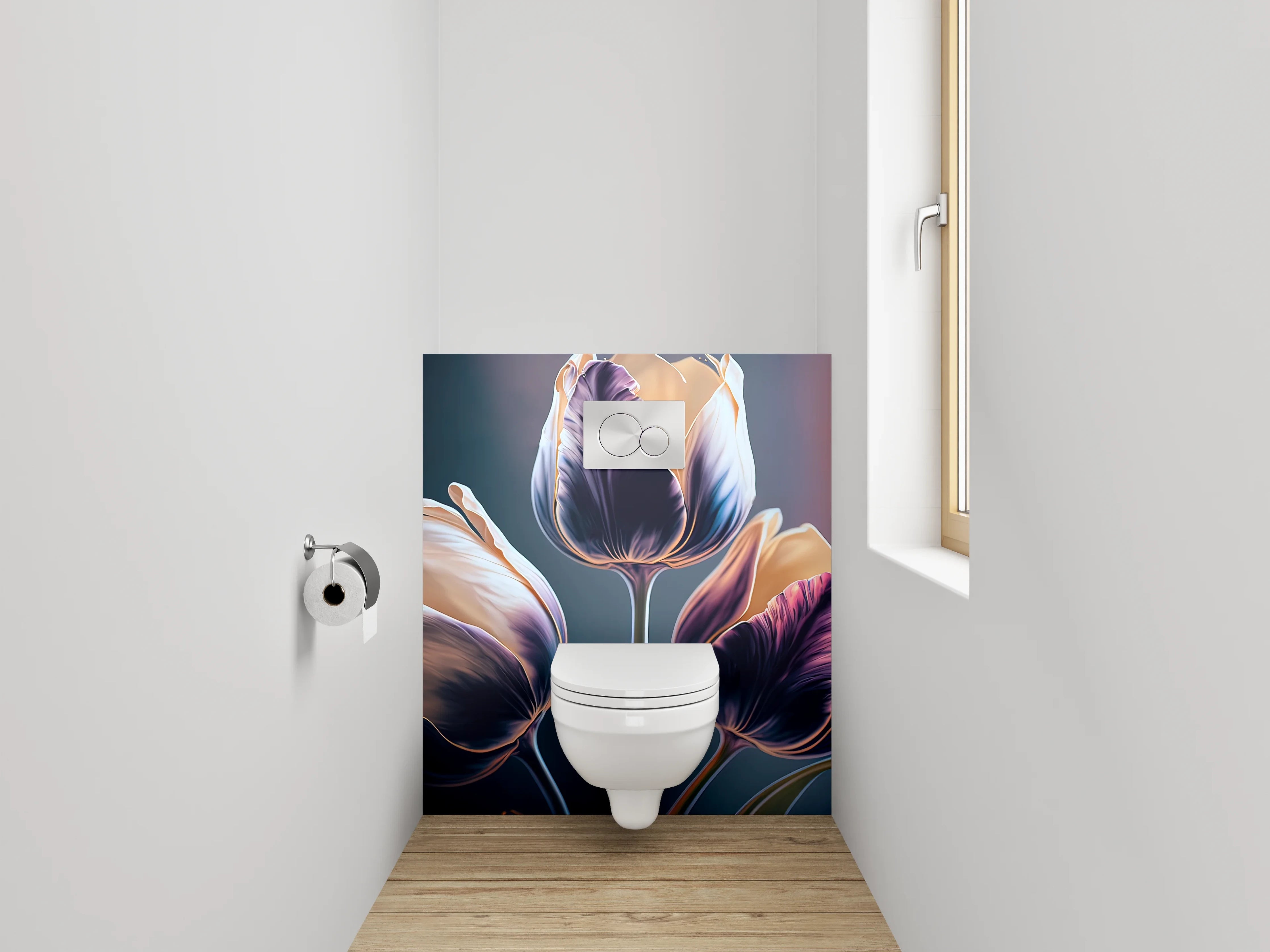 WC-Rückwand - Elegante Tulpen Illustration Aquarelloptik