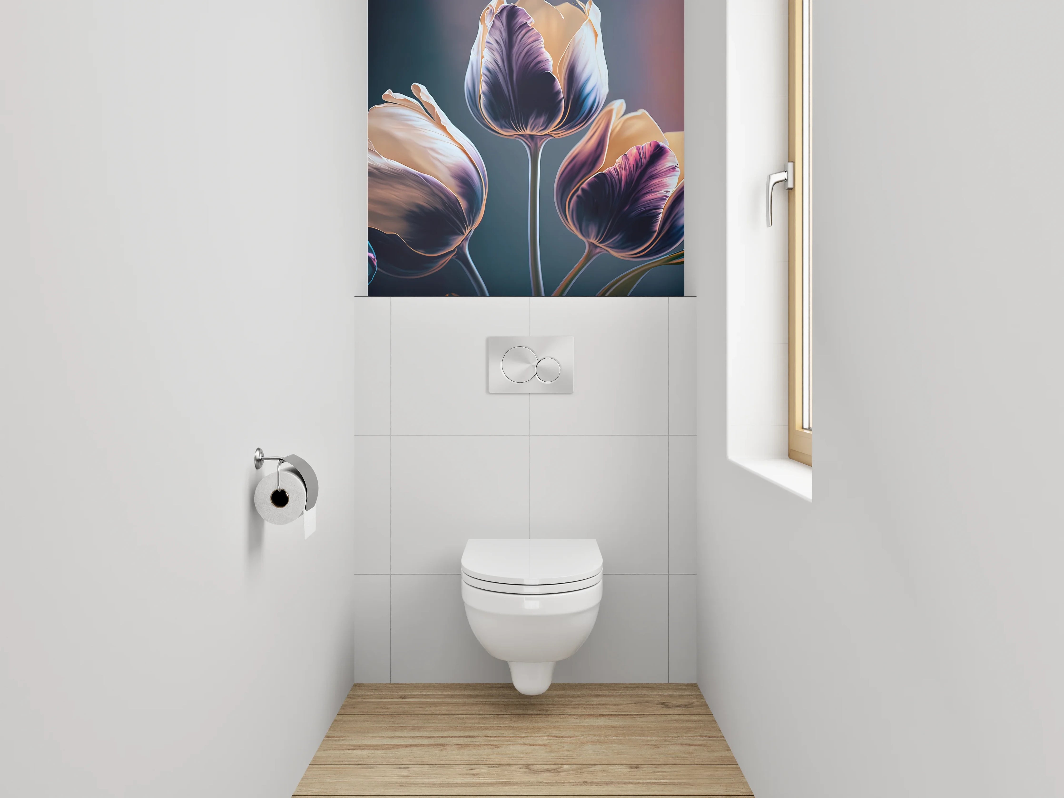 WC-Rückwand - Elegante Tulpen Illustration Aquarelloptik