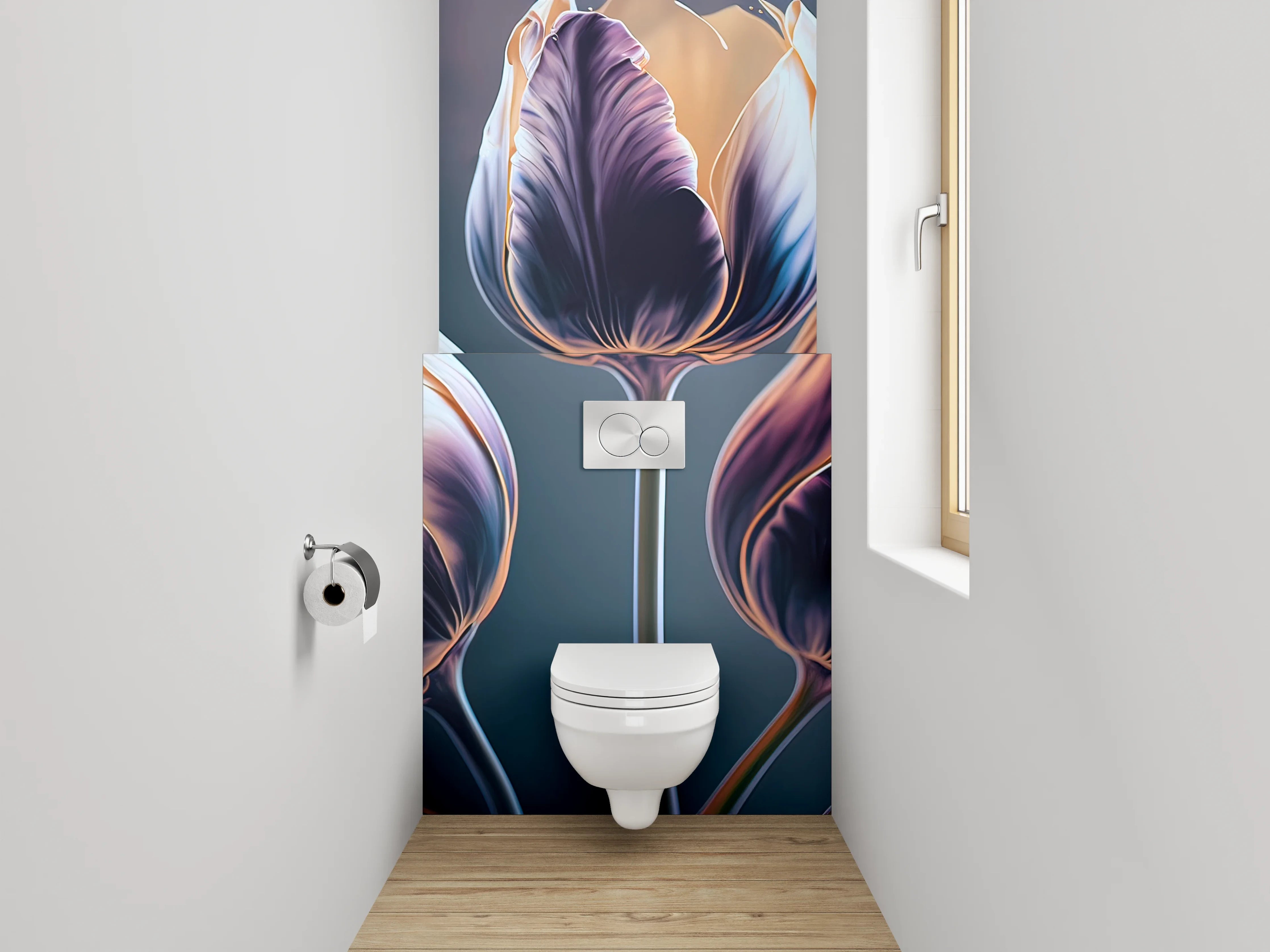 WC-Rückwand - Elegante Tulpen Illustration Aquarelloptik