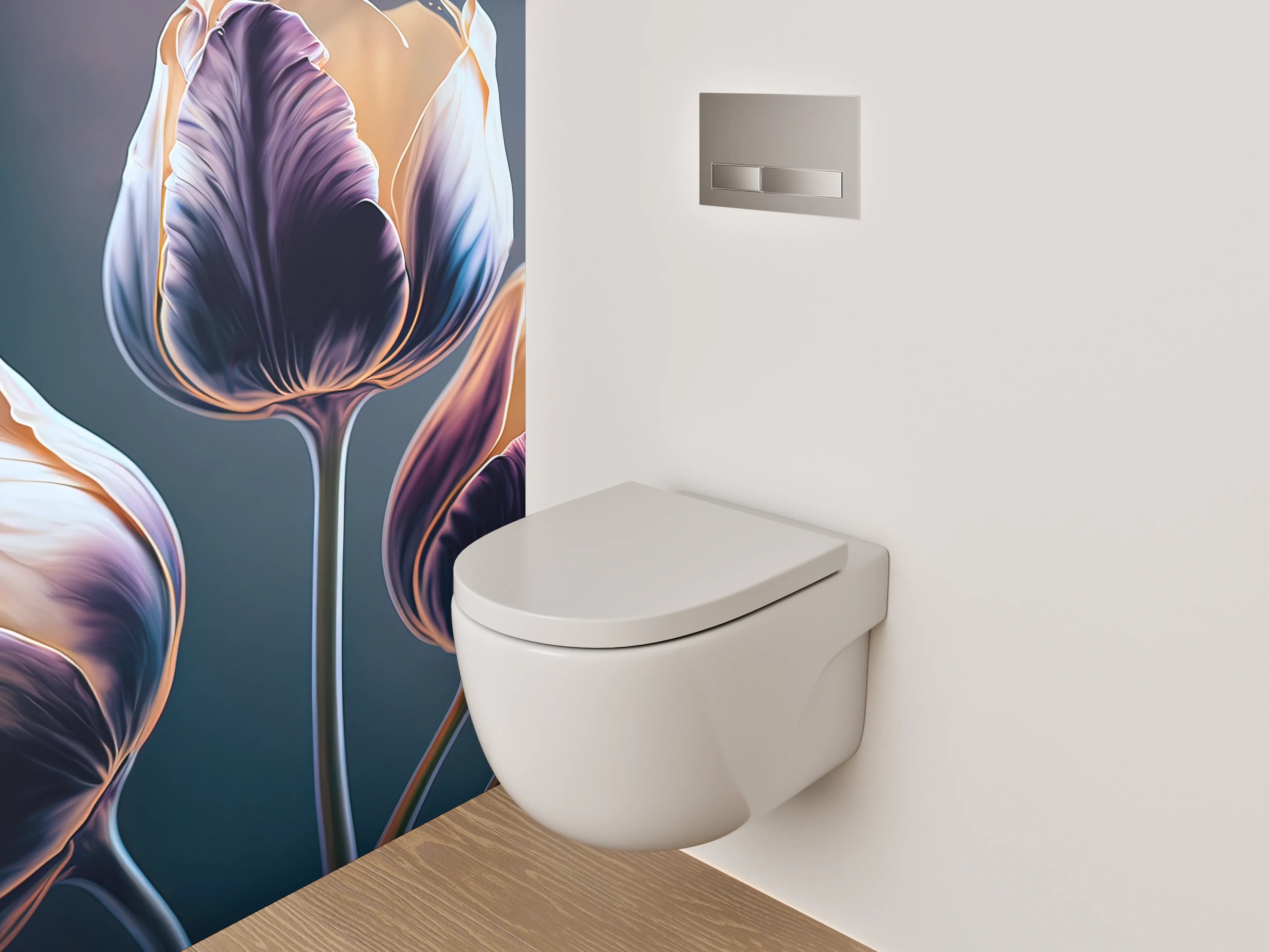 WC-Rückwand - Elegante Tulpen Illustration Aquarelloptik