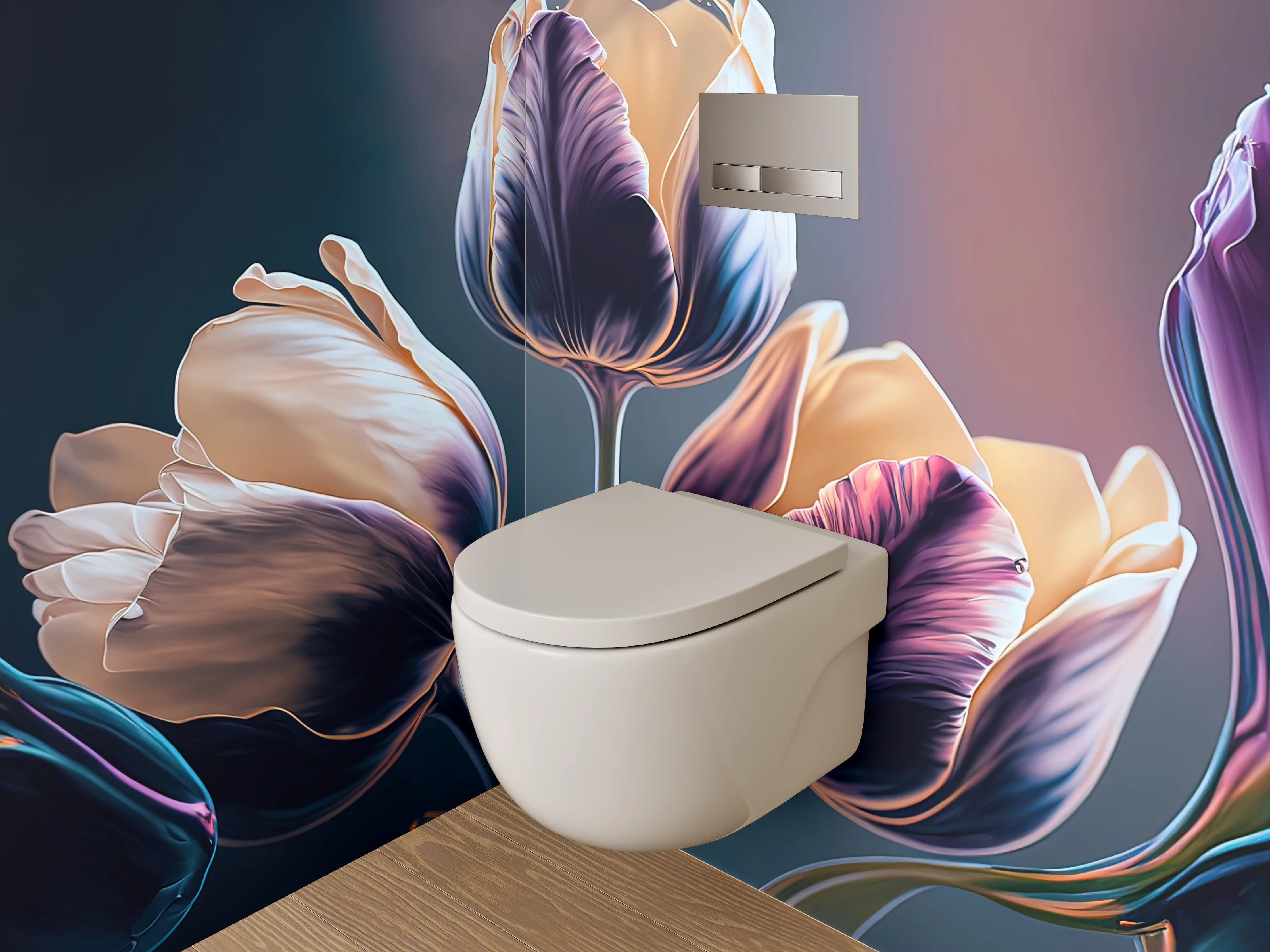 WC-Rückwand - Elegante Tulpen Illustration Aquarelloptik