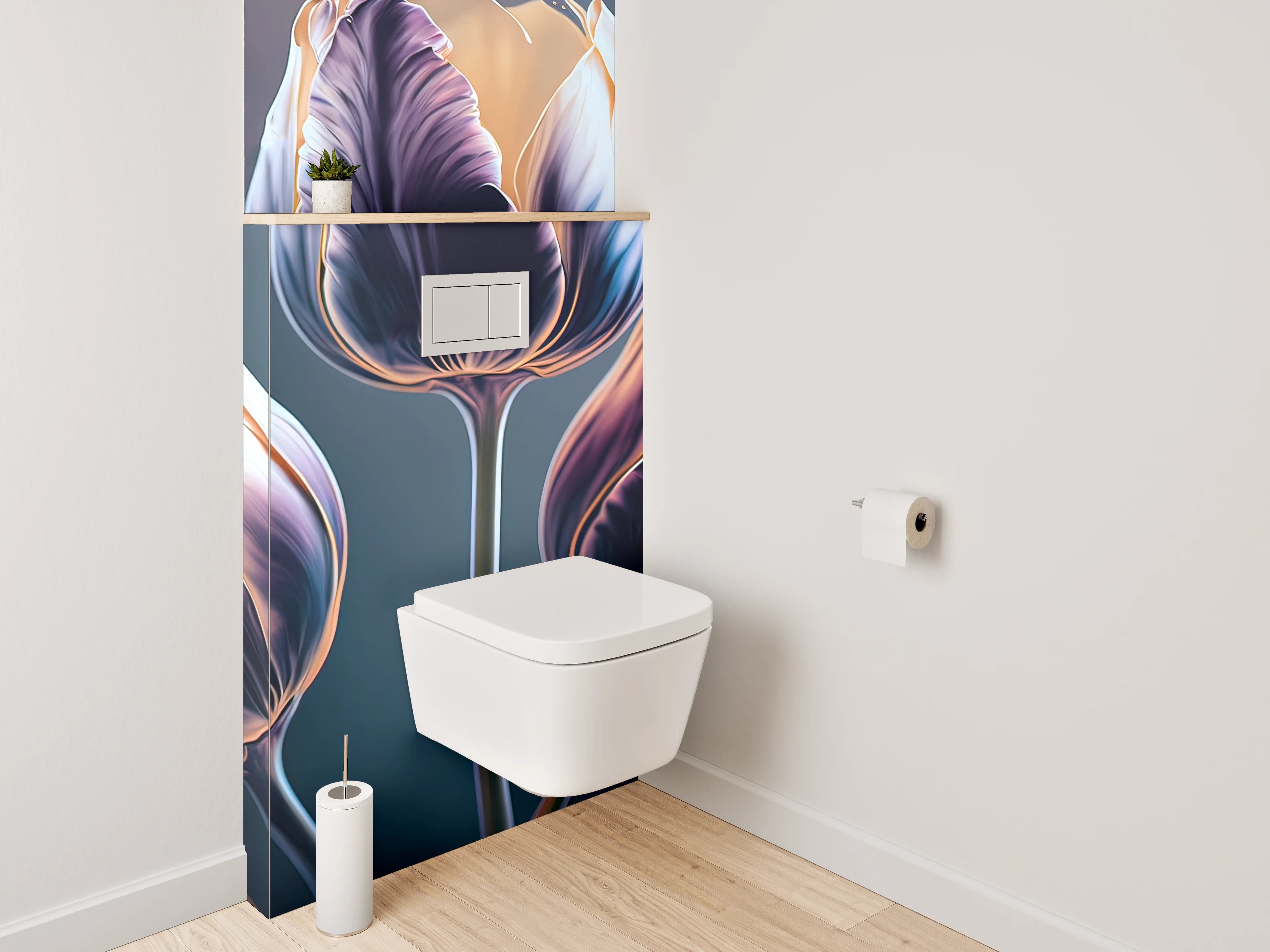 WC-Rückwand - Elegante Tulpen Illustration Aquarelloptik