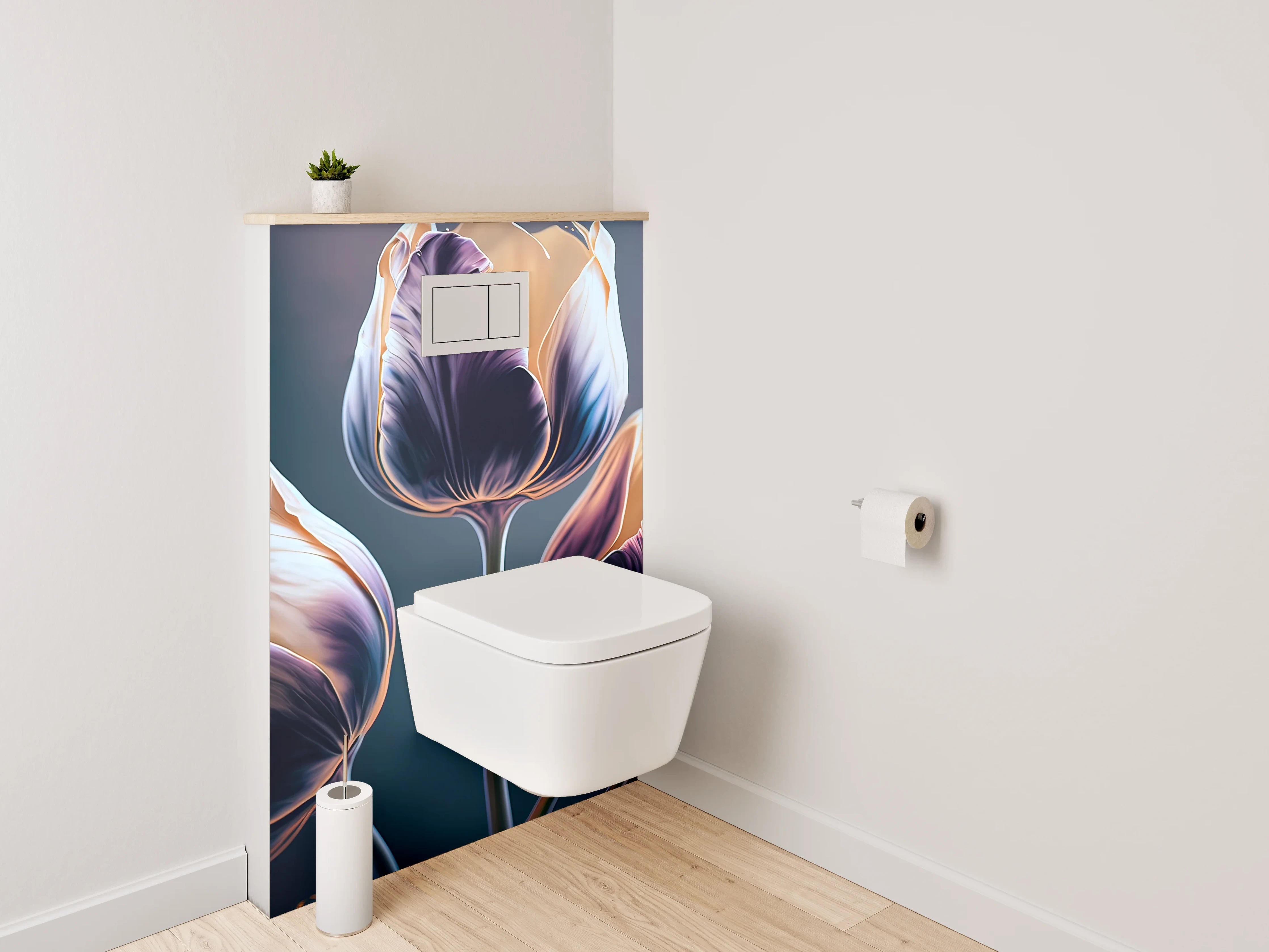 WC-Rückwand - Elegante Tulpen Illustration Aquarelloptik