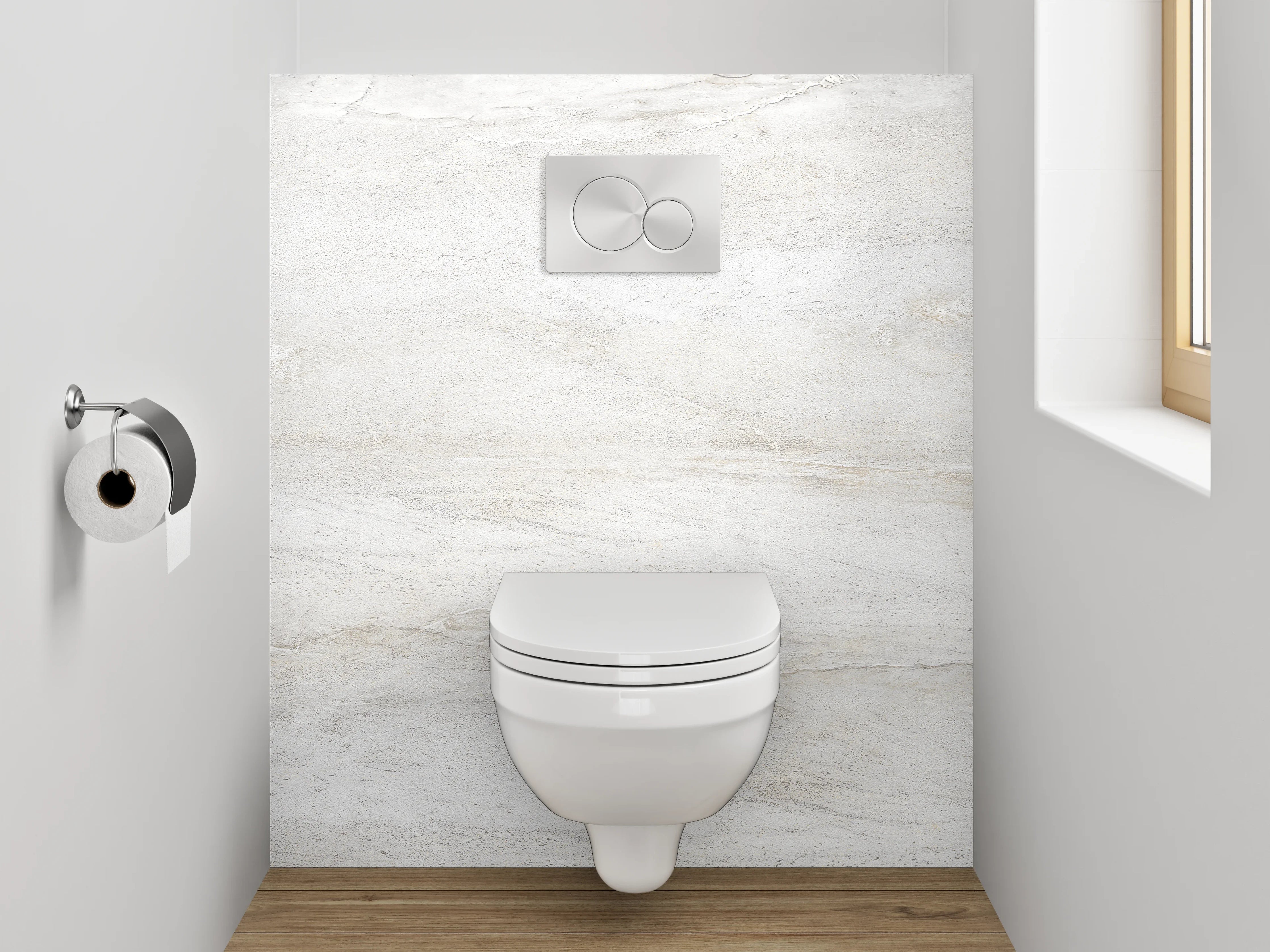 WC-Rückwand - Elegante Weiß-Grauschattierung im Marmor-Look