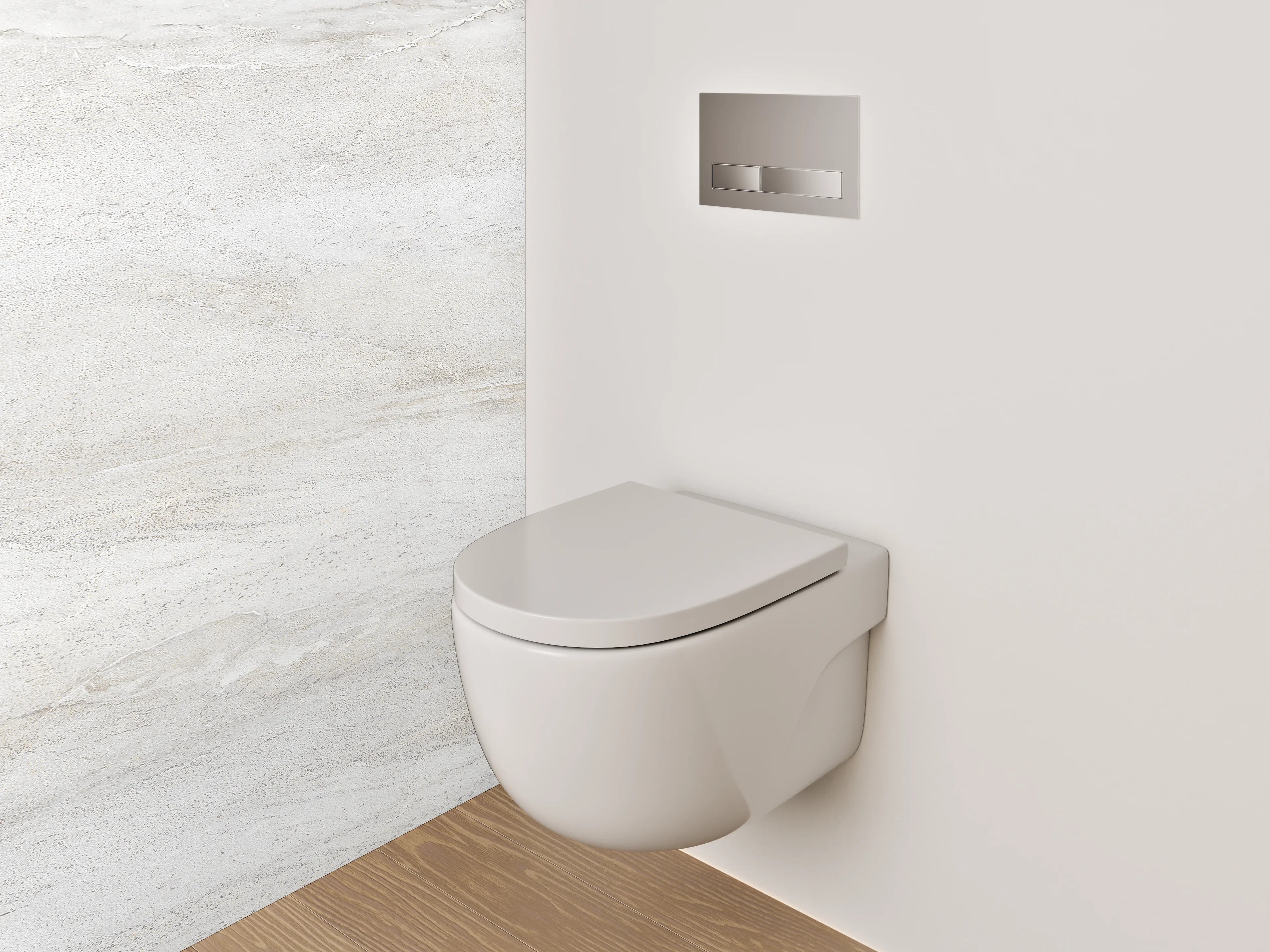 WC-Rückwand - Elegante Weiß-Grauschattierung im Marmor-Look
