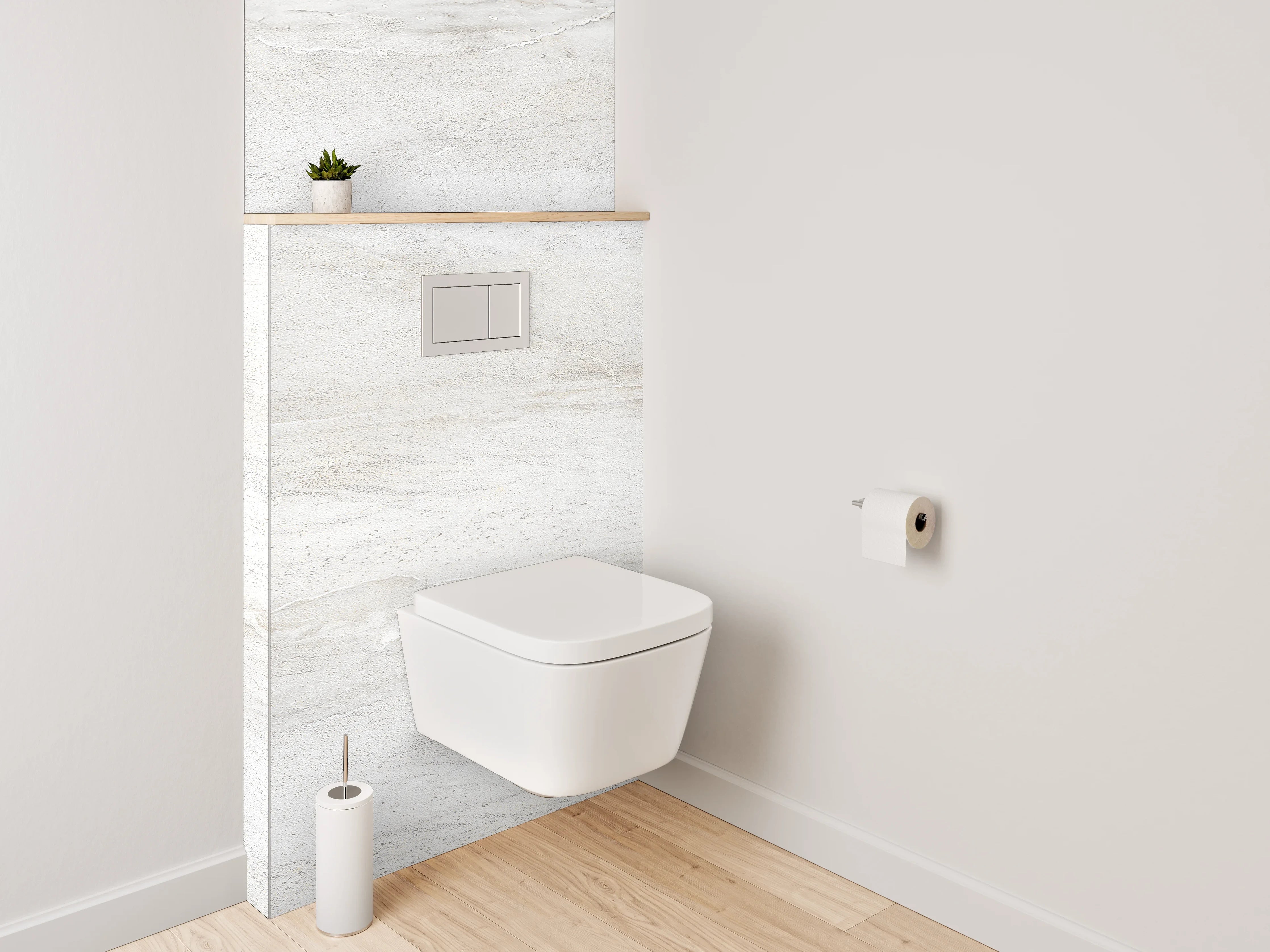 WC-Rückwand - Elegante Weiß-Grauschattierung im Marmor-Look