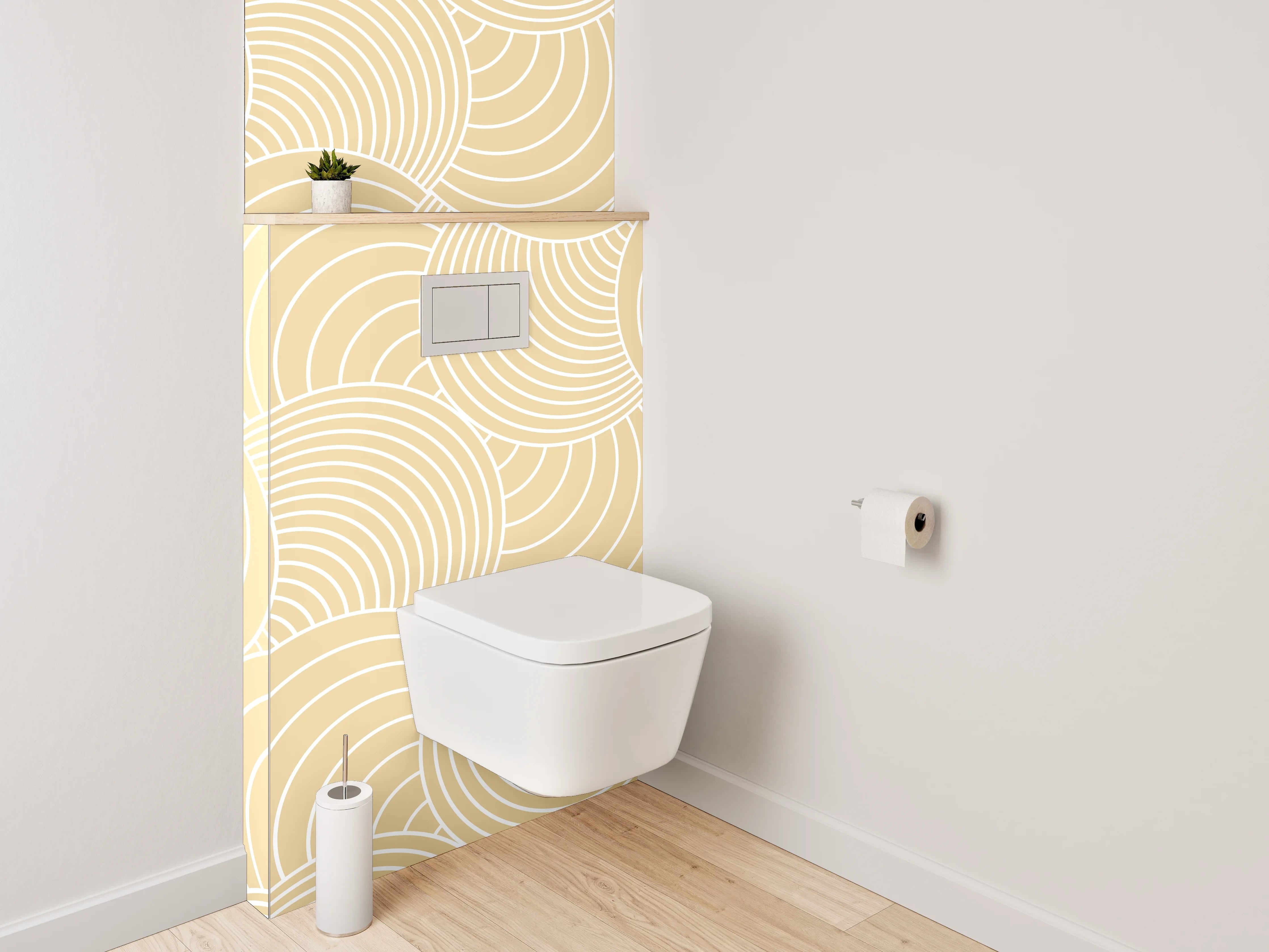 WC-Rückwand - Elegante Wellenlinien in Grau-Beige