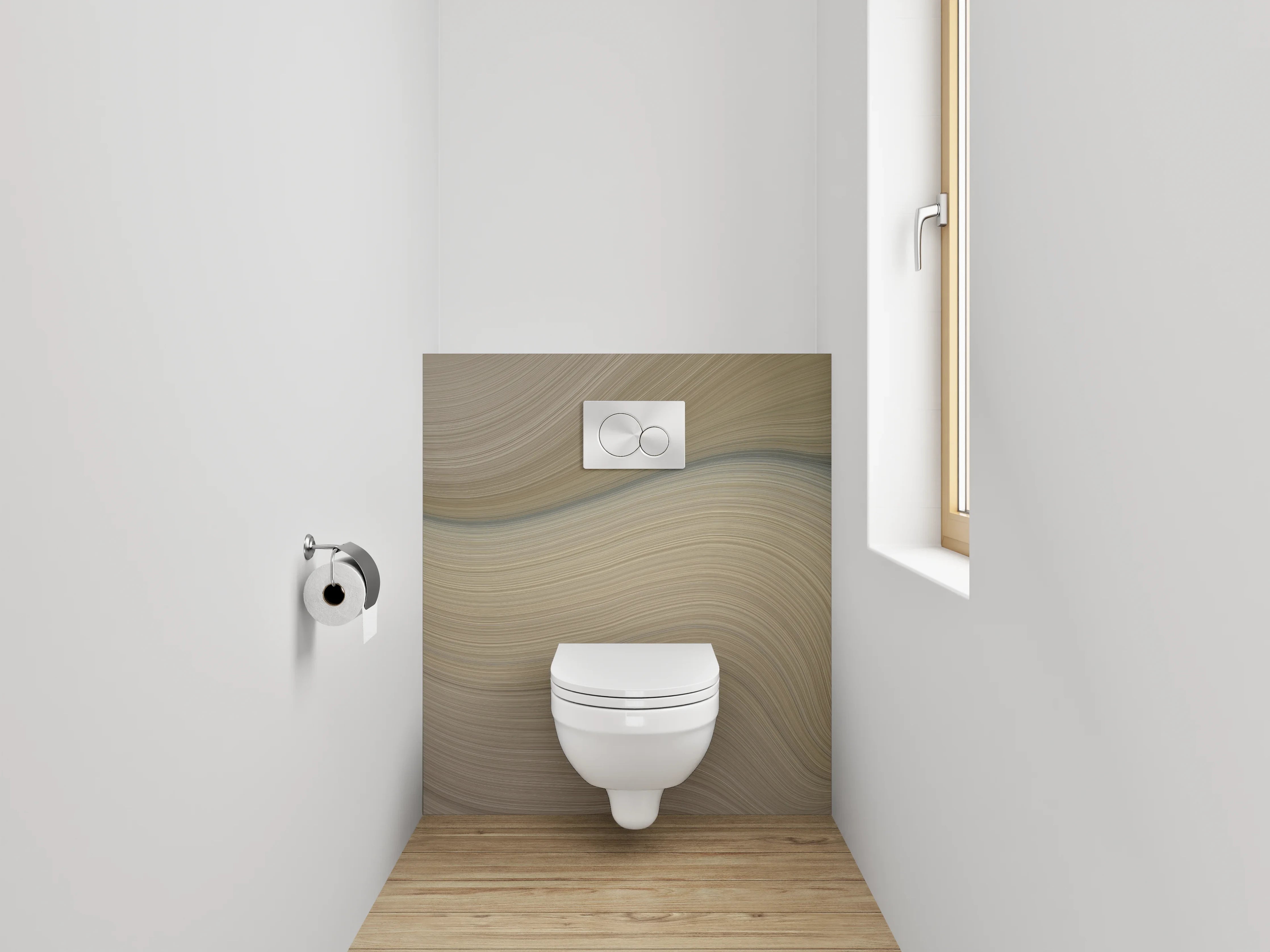 WC-Rückwand - Elegante Wellenstruktur in Weiß und Beige