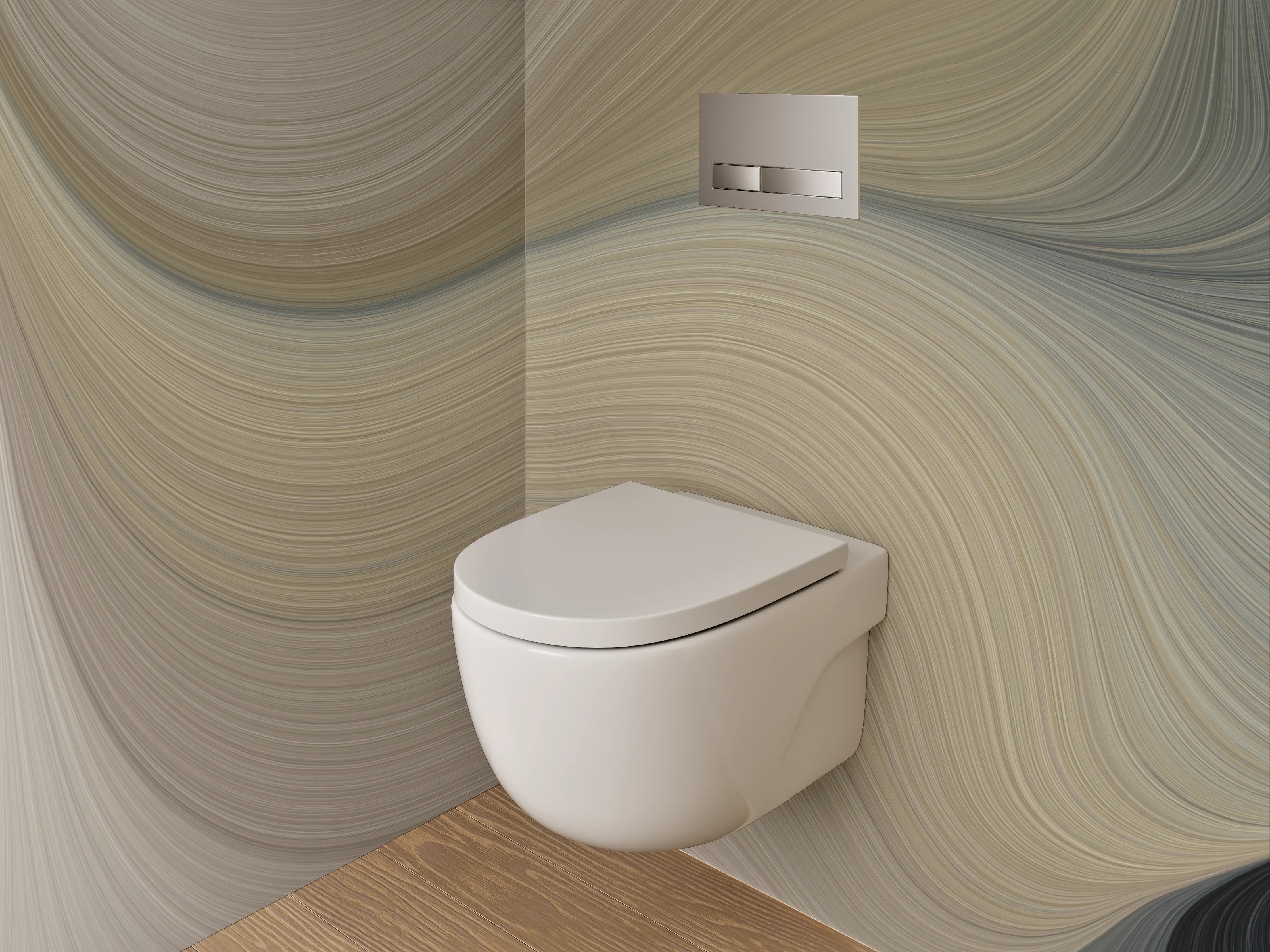 WC-Rückwand - Elegante Wellenstruktur in Weiß und Beige