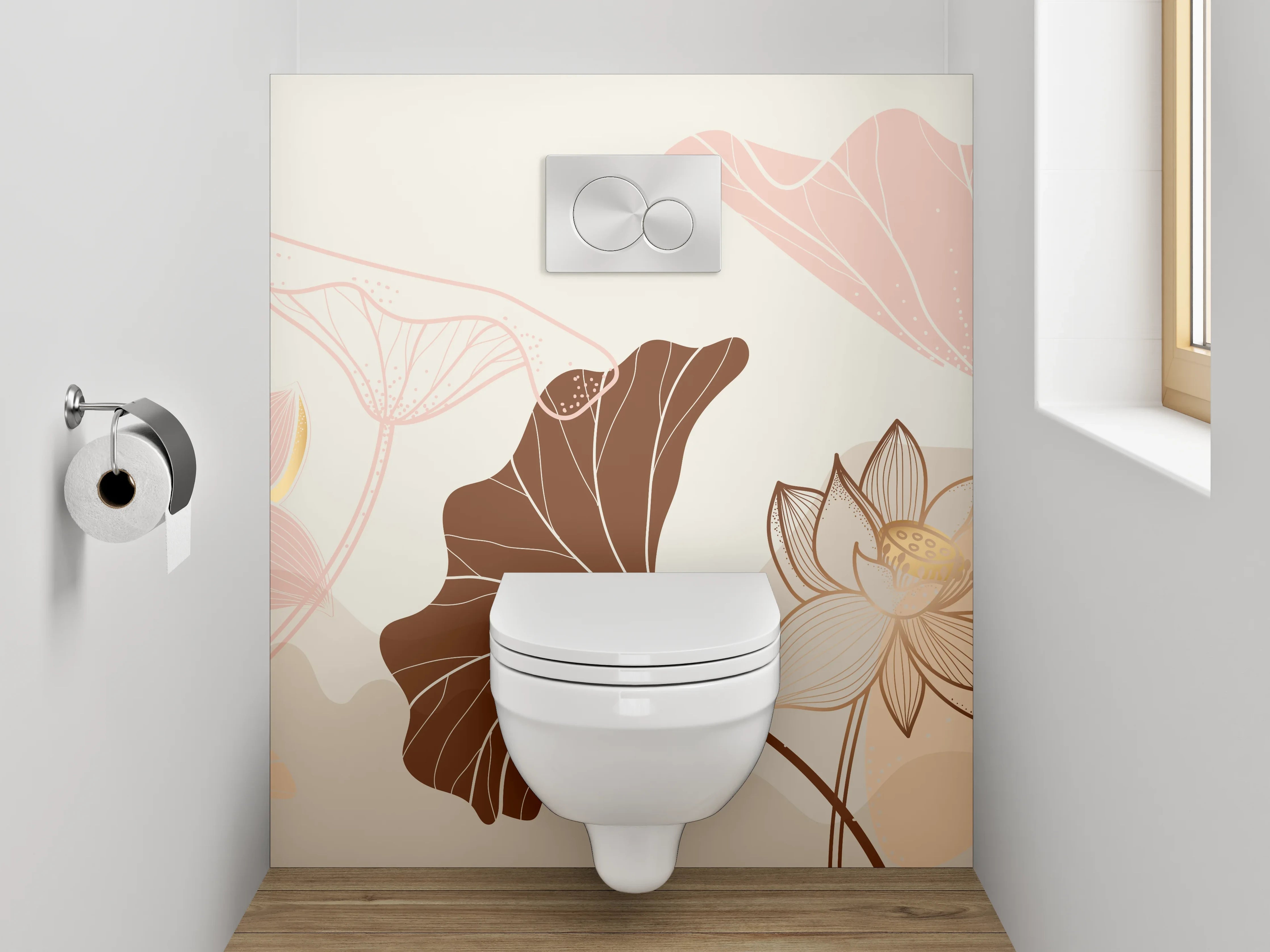 WC-Rückwand - Elegante abstrakte Lotusblumen Komposition