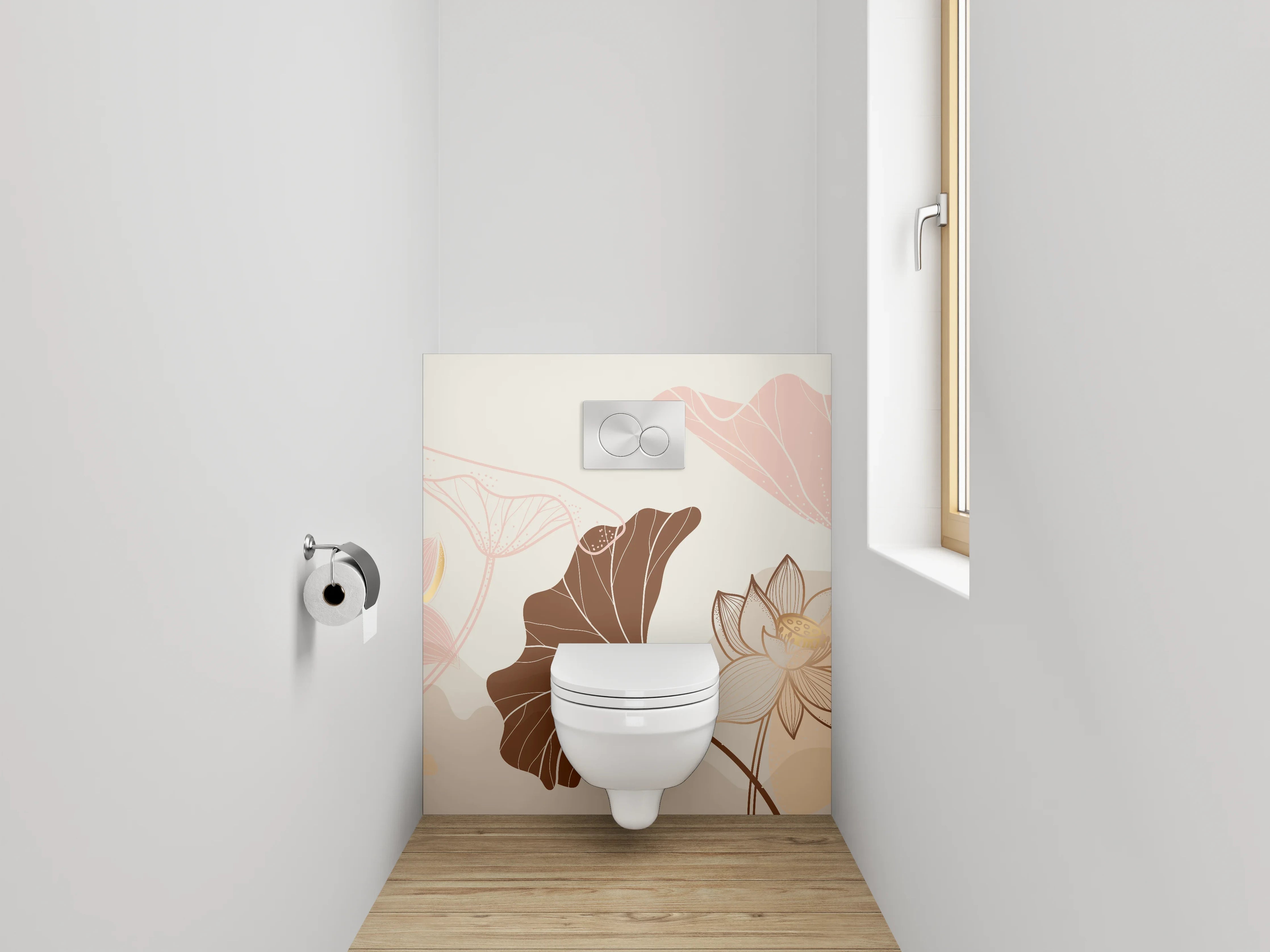 WC-Rückwand - Elegante abstrakte Lotusblumen Komposition