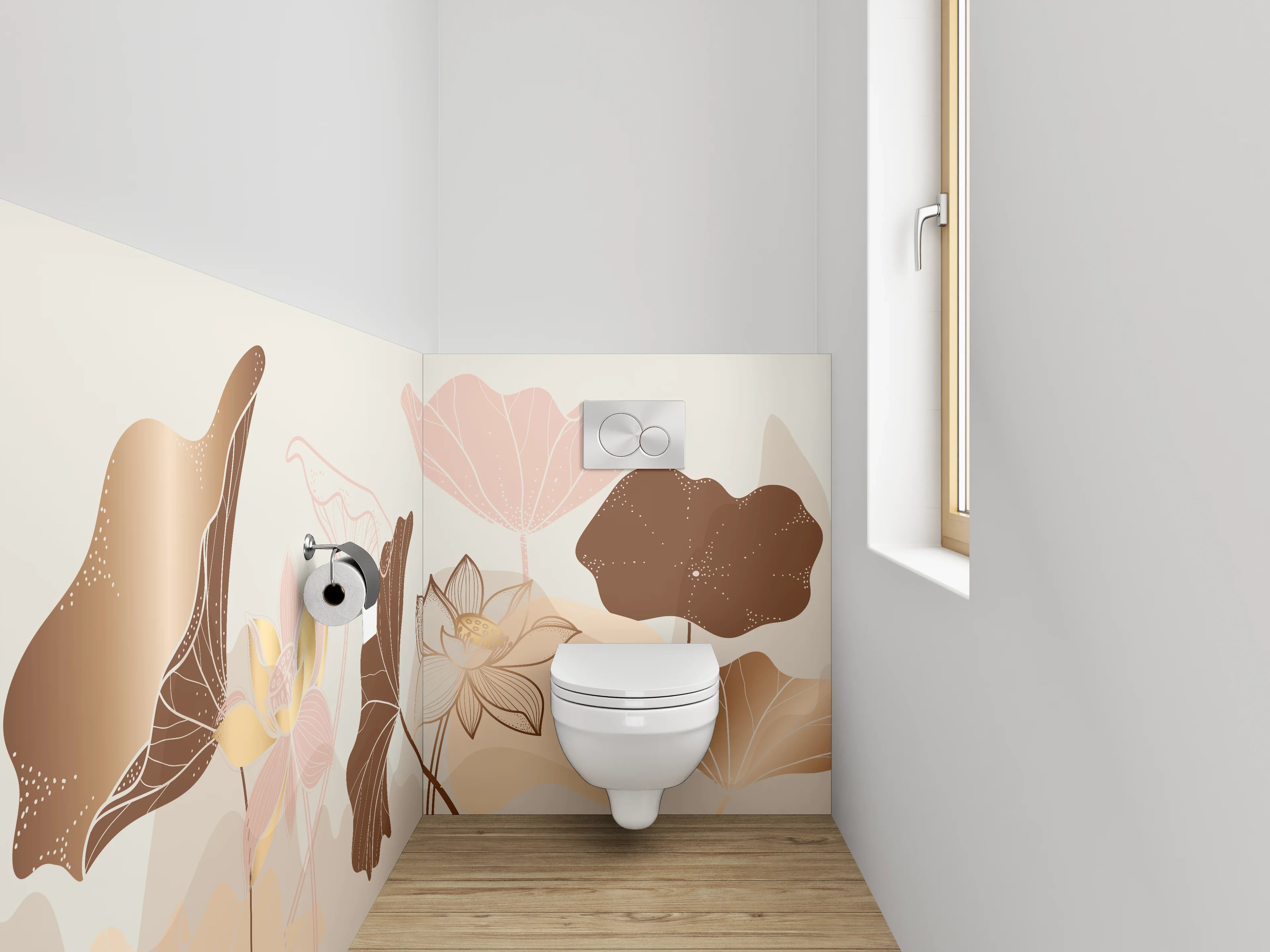 WC-Rückwand - Elegante abstrakte Lotusblumen Komposition