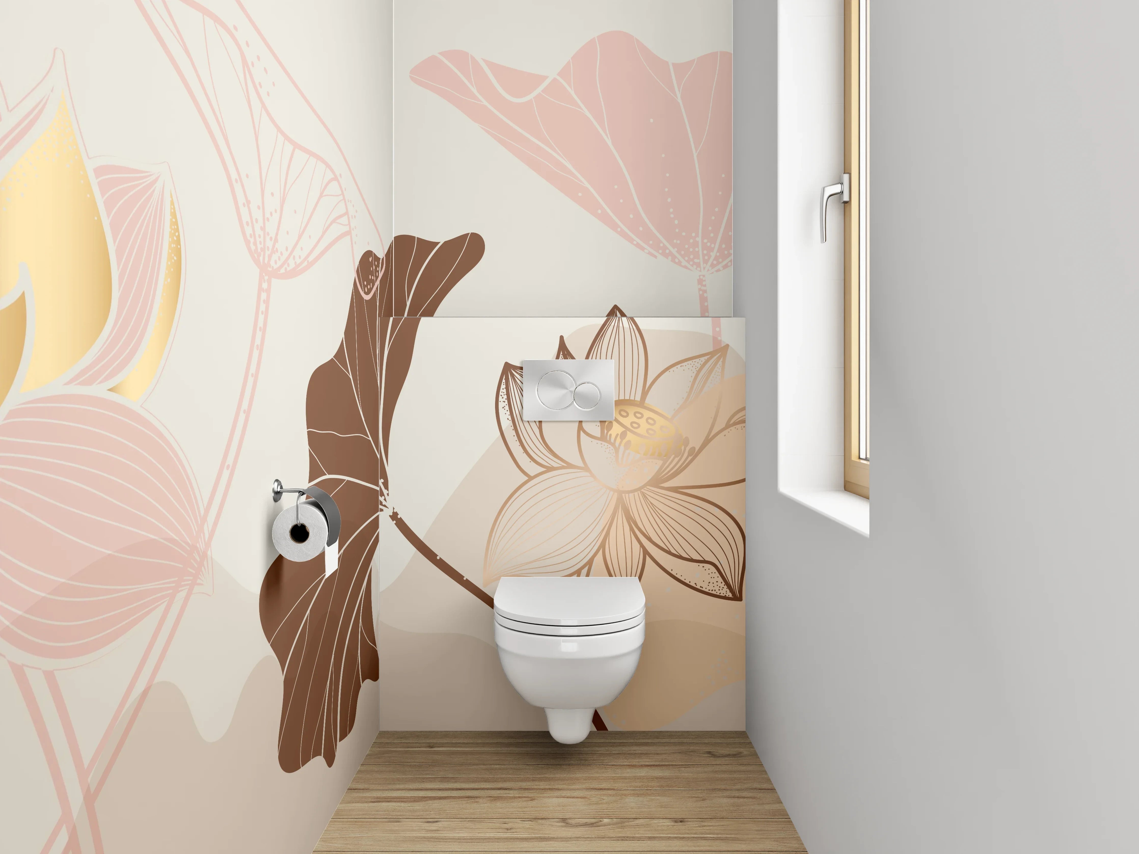 WC-Rückwand - Elegante abstrakte Lotusblumen Komposition