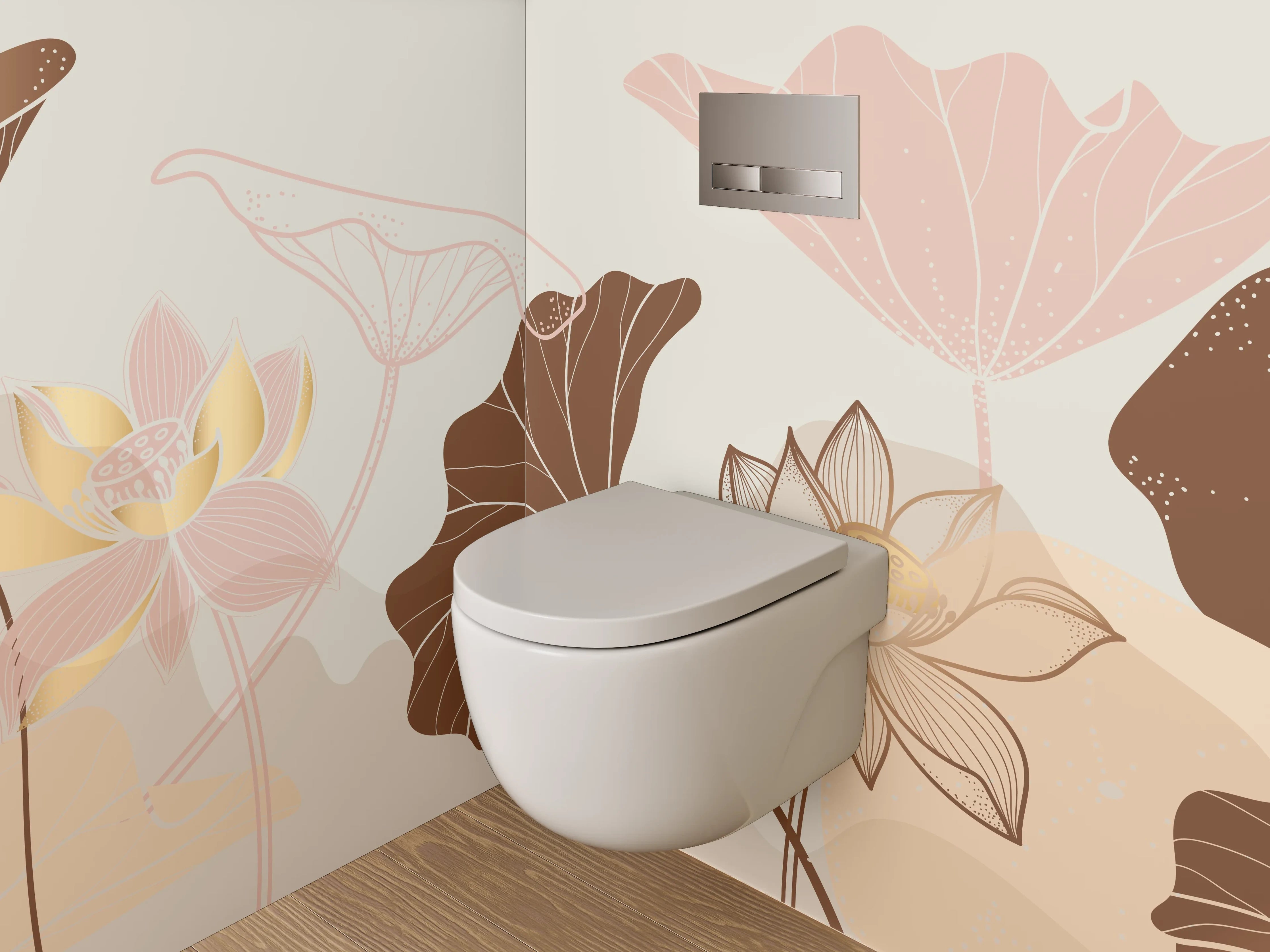 WC-Rückwand - Elegante abstrakte Lotusblumen Komposition