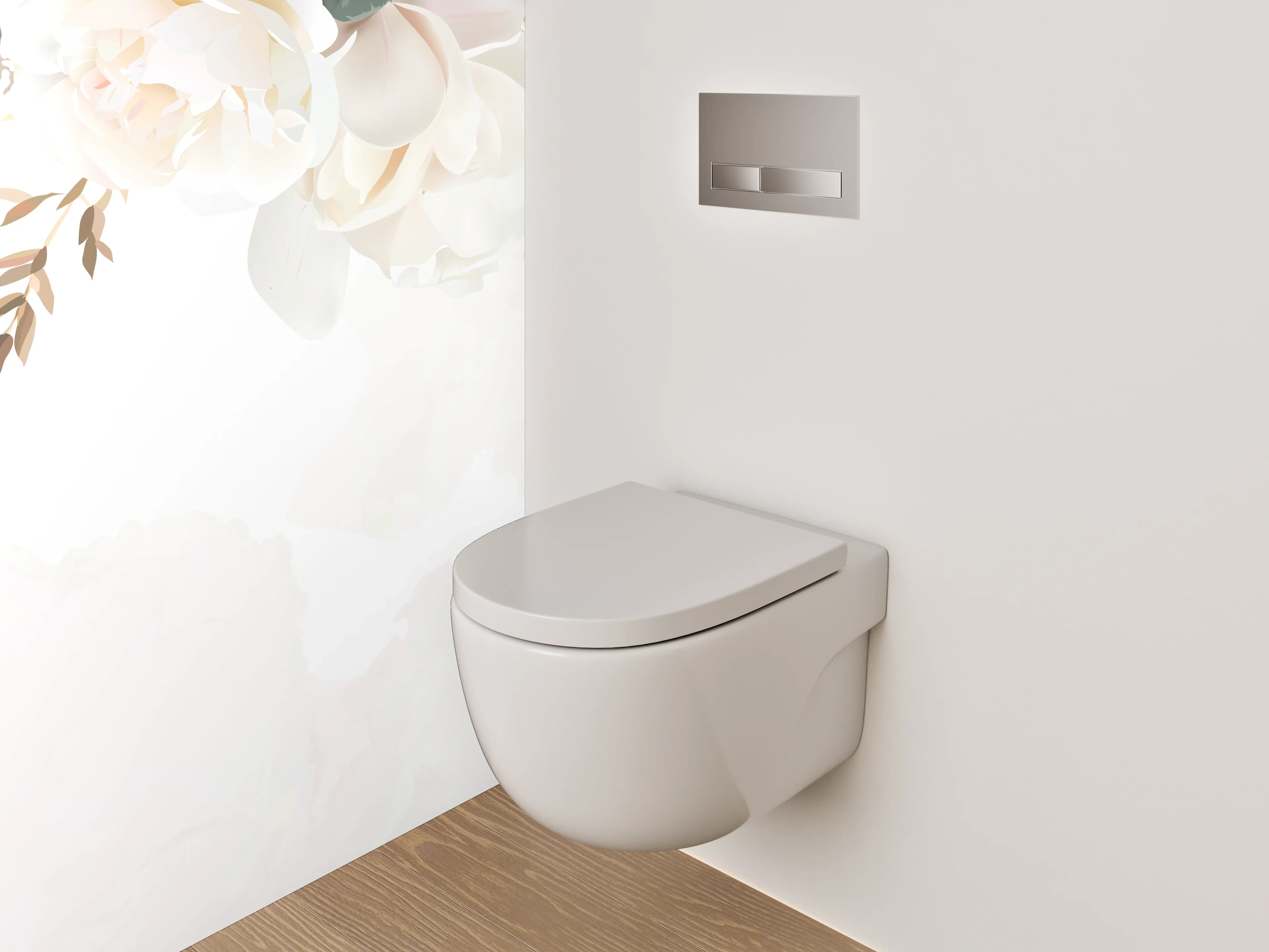WC-Rückwand - Elegante florale Aquarell-Komposition Weiß