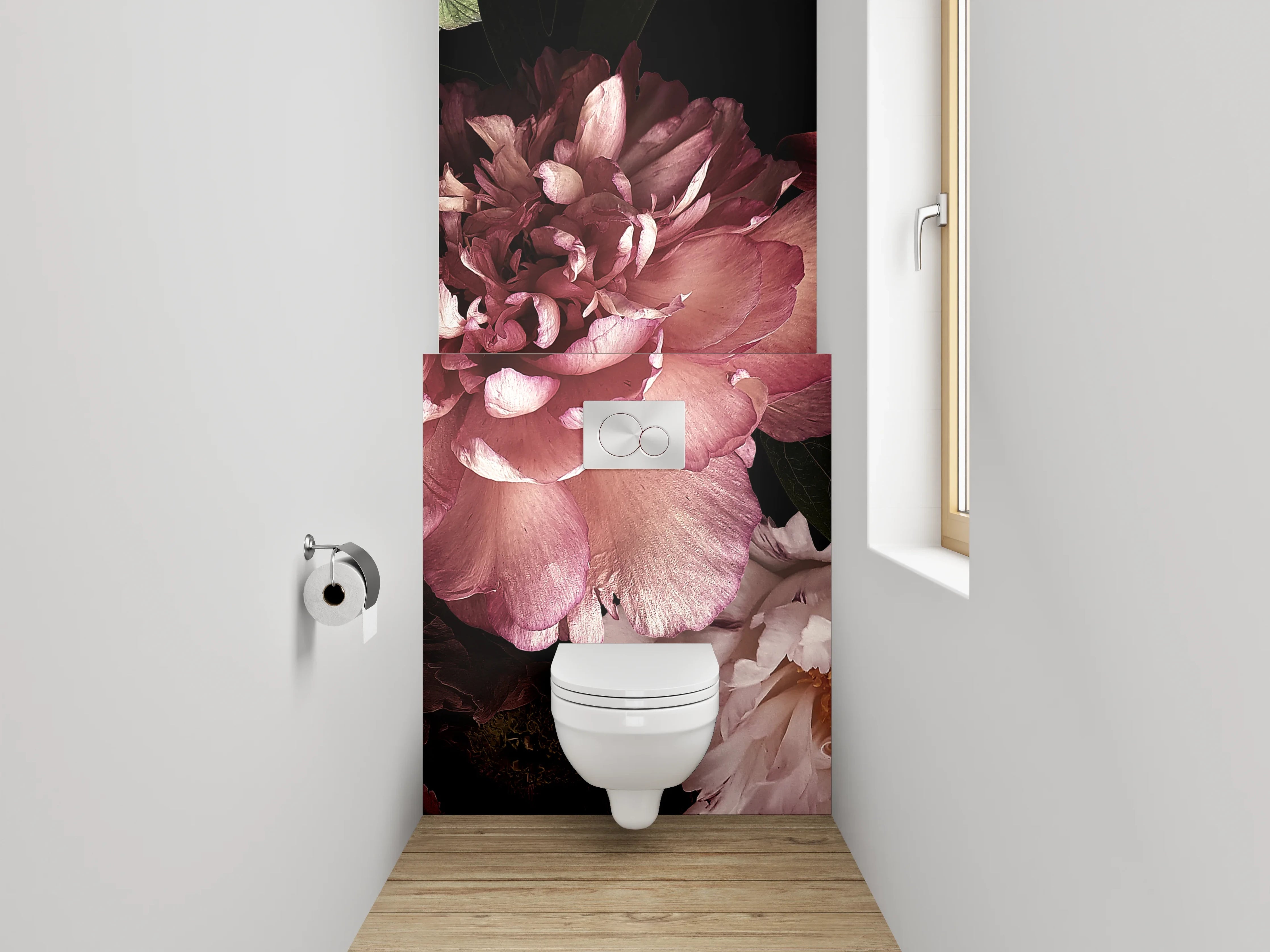 WC-Rückwand - Elegante florale Blüten Komposition