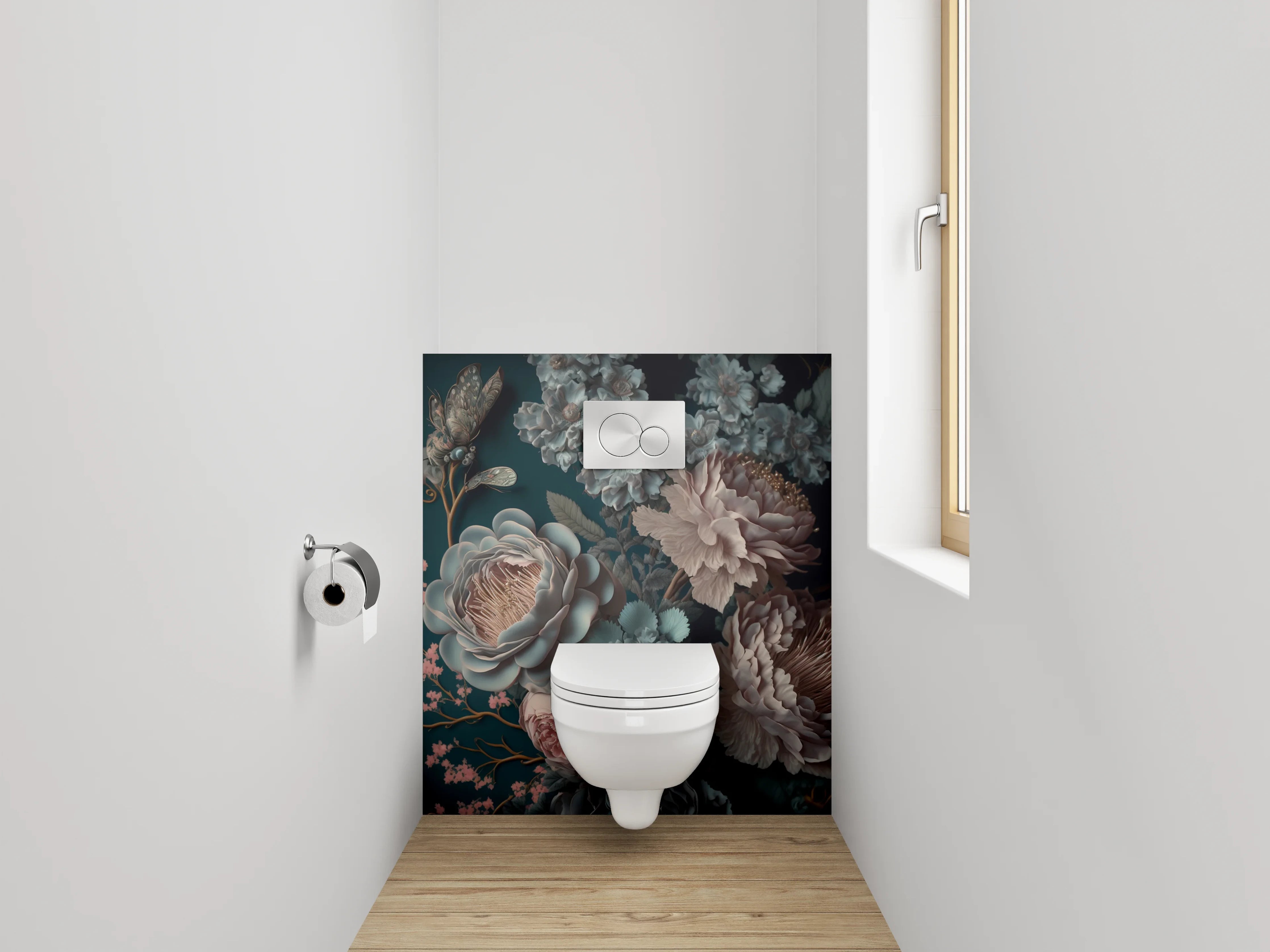 WC-Rückwand - Elegante florale Kunst für Dein Bad