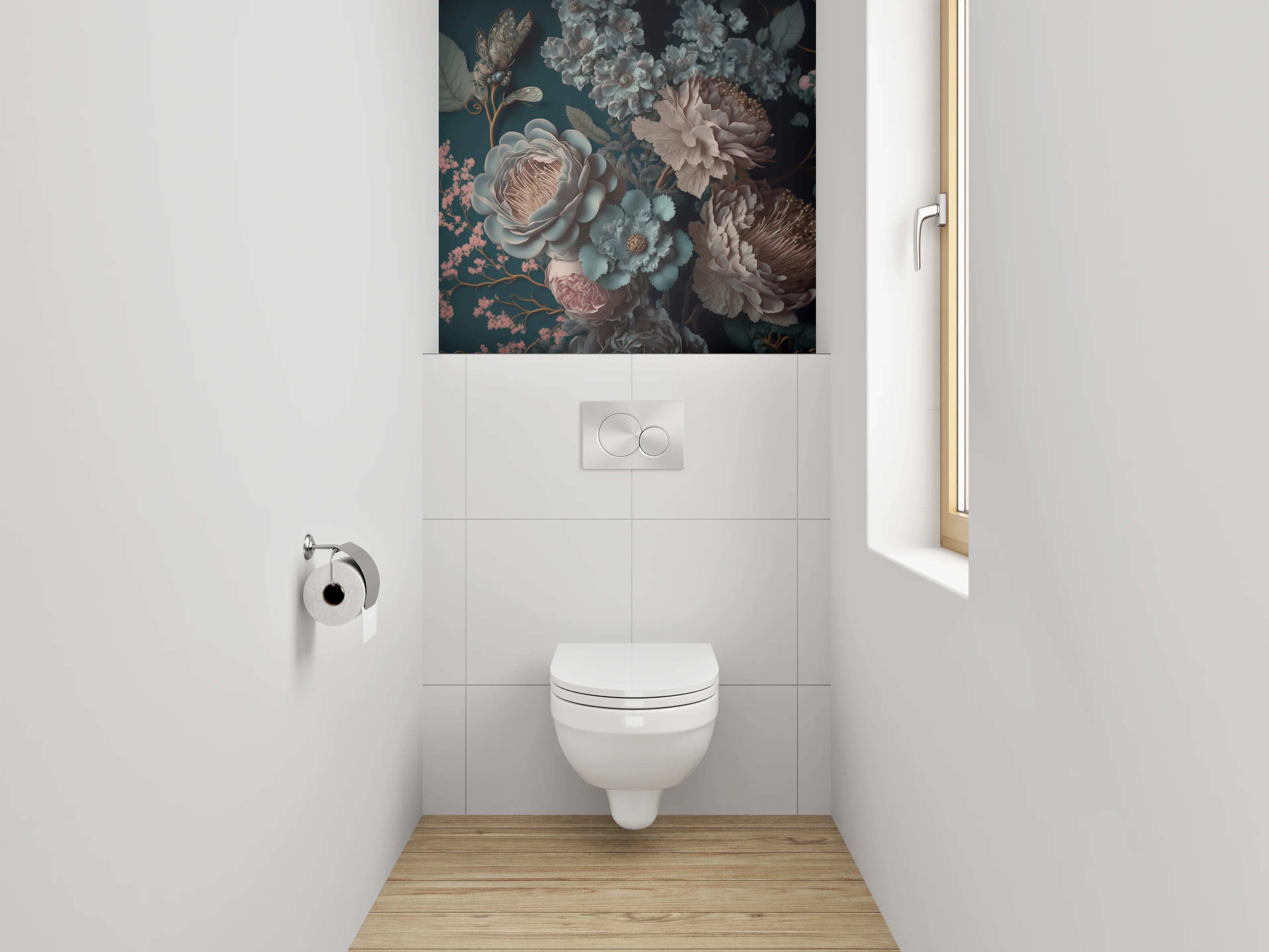 WC-Rückwand - Elegante florale Kunst für Dein Bad