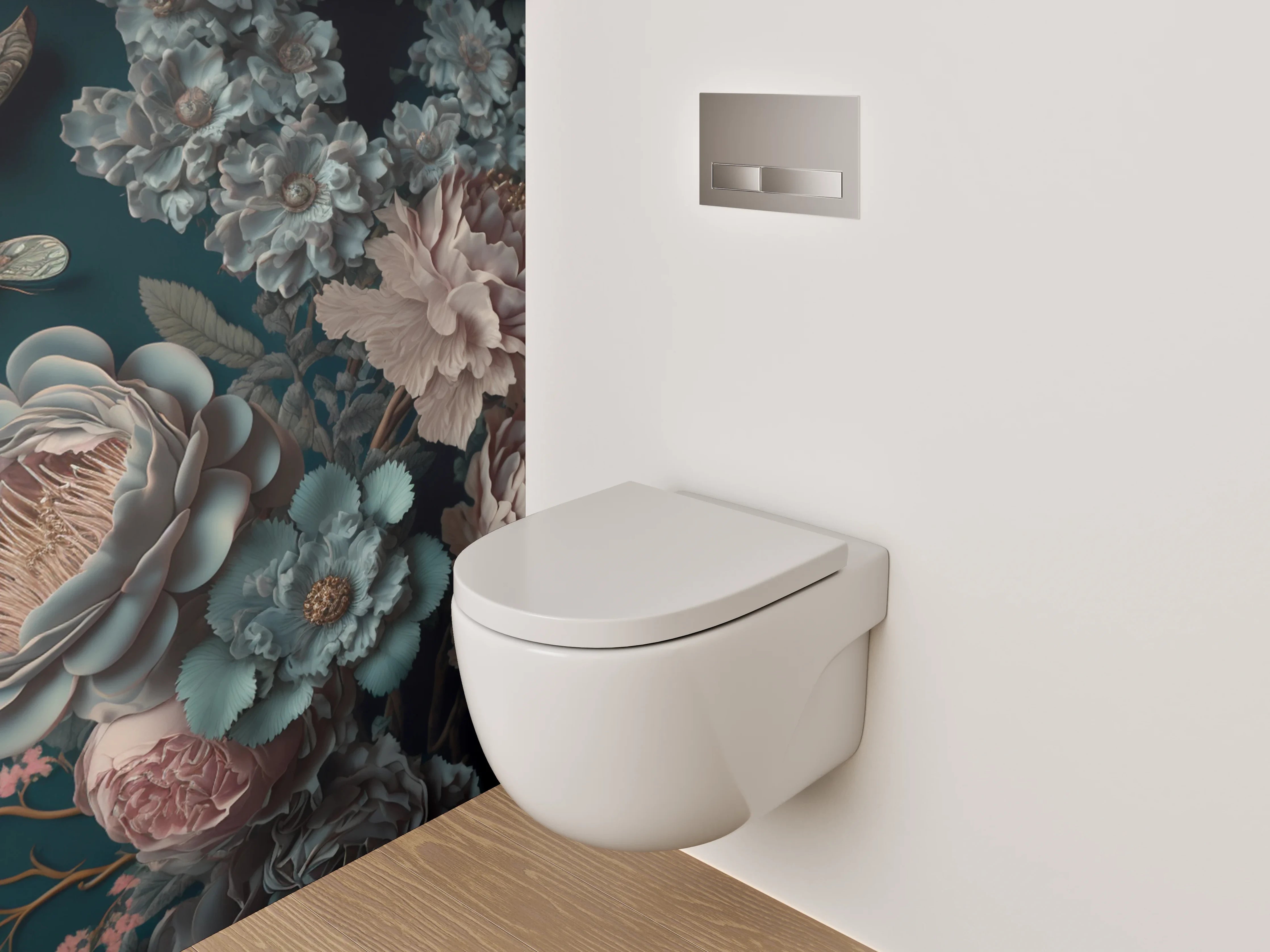 WC-Rückwand - Elegante florale Kunst für Dein Bad