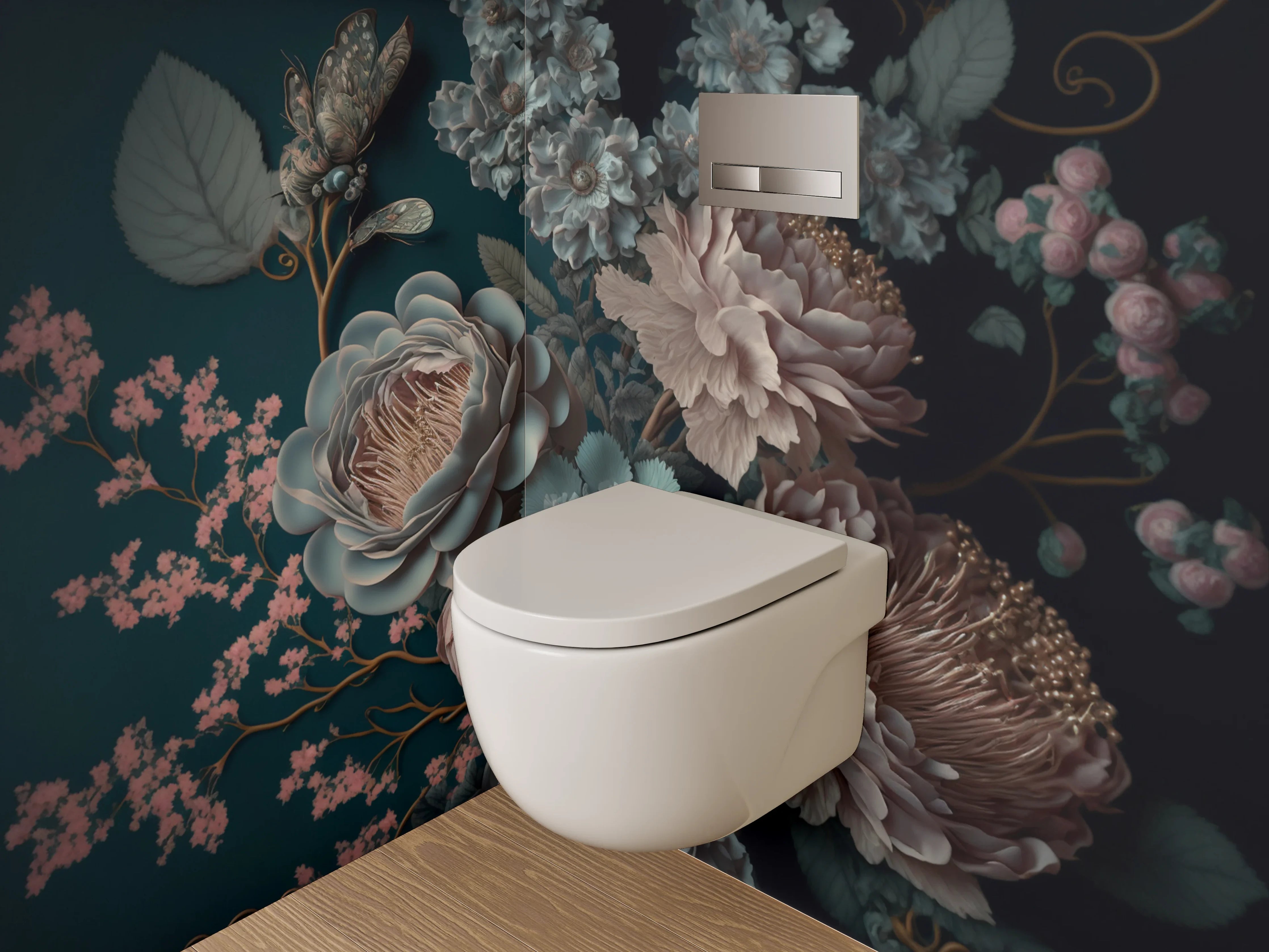 WC-Rückwand - Elegante florale Kunst für Dein Bad