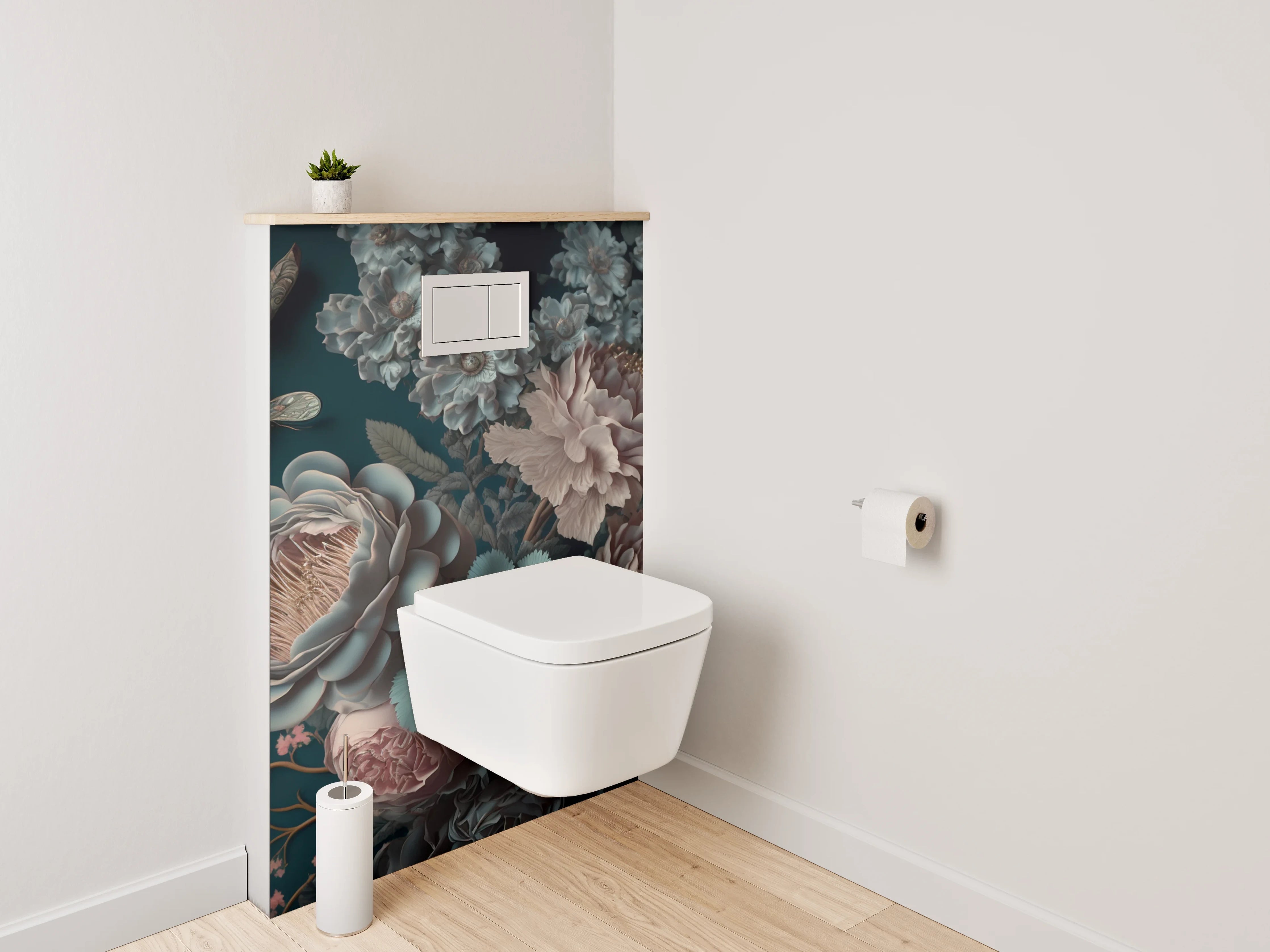 WC-Rückwand - Elegante florale Kunst für Dein Bad
