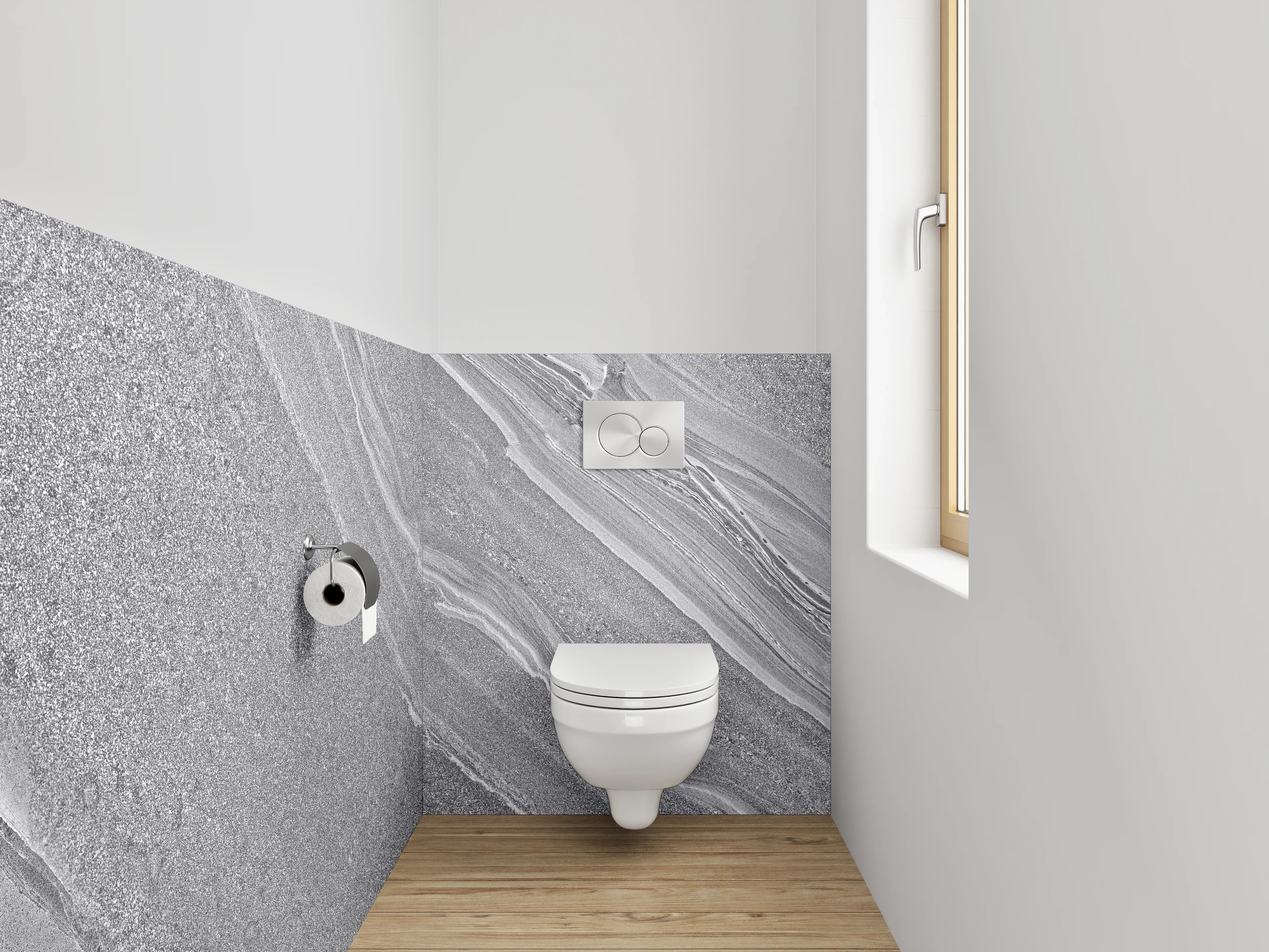 WC-Rückwand - Elegante graue Stein-Optik für Badezimmer