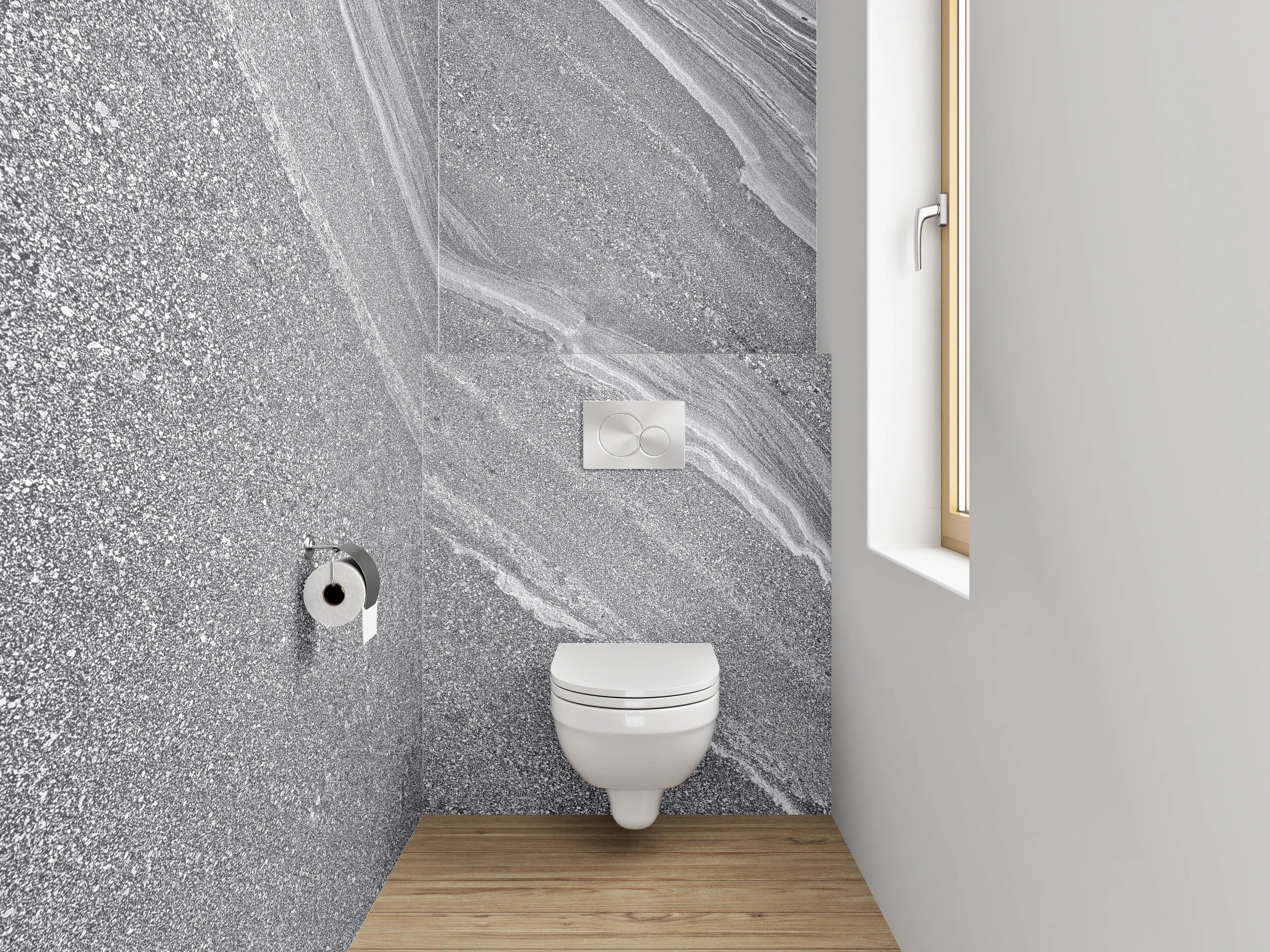 WC-Rückwand - Elegante graue Stein-Optik für Badezimmer