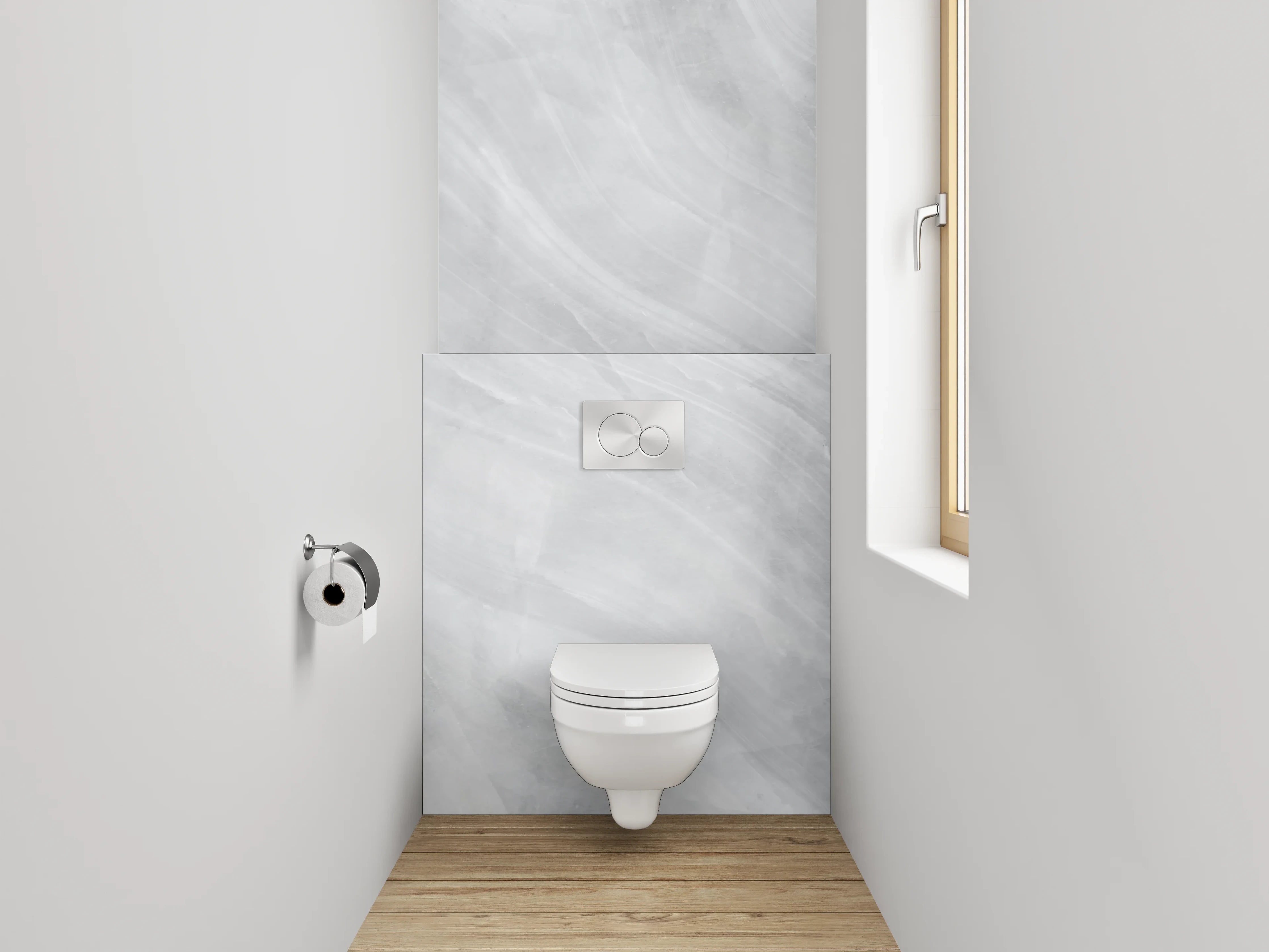 WC-Rückwand - Elegante weiße Marmoroptik für Ihr Bad