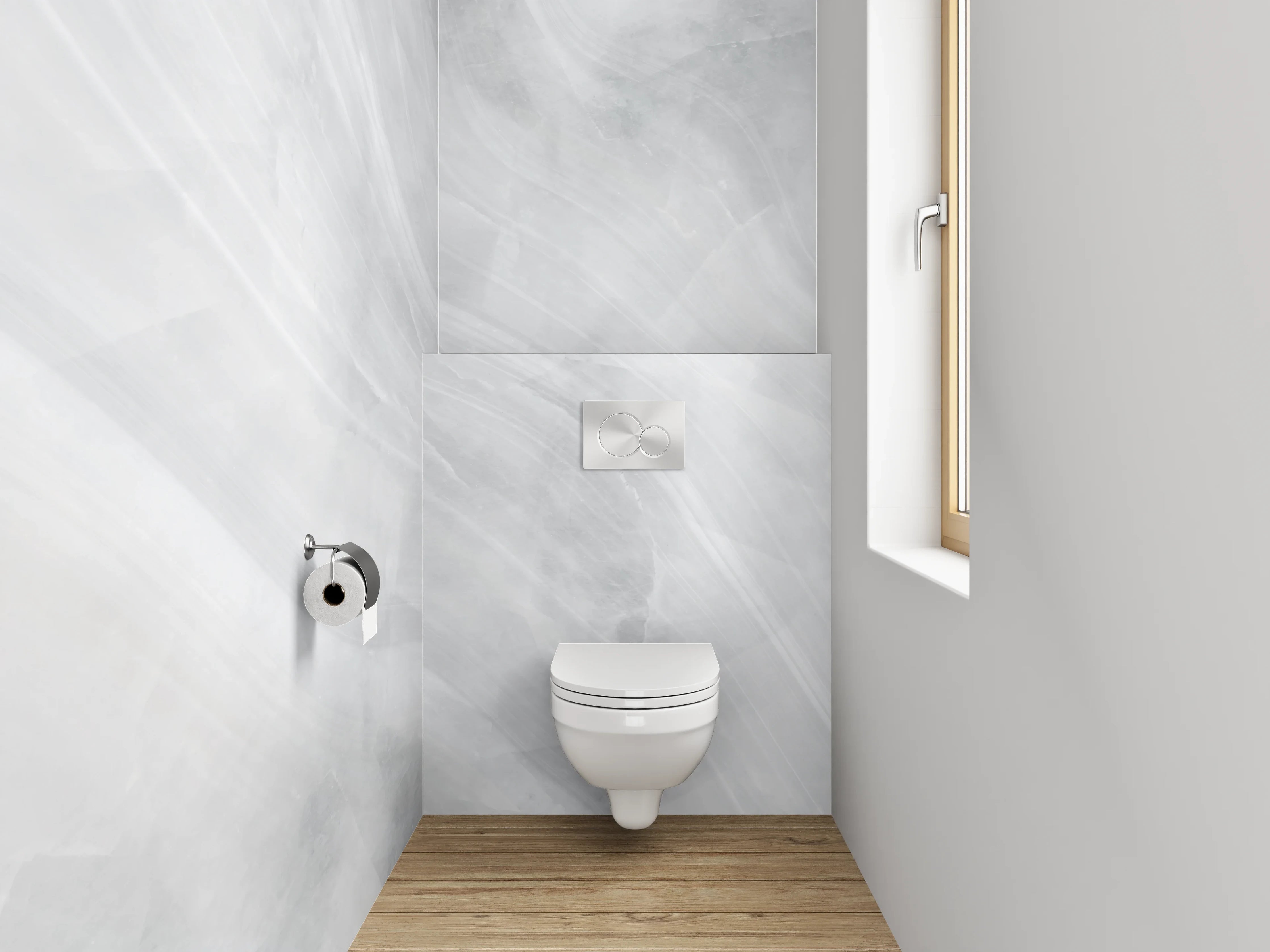 WC-Rückwand - Elegante weiße Marmoroptik für Ihr Bad