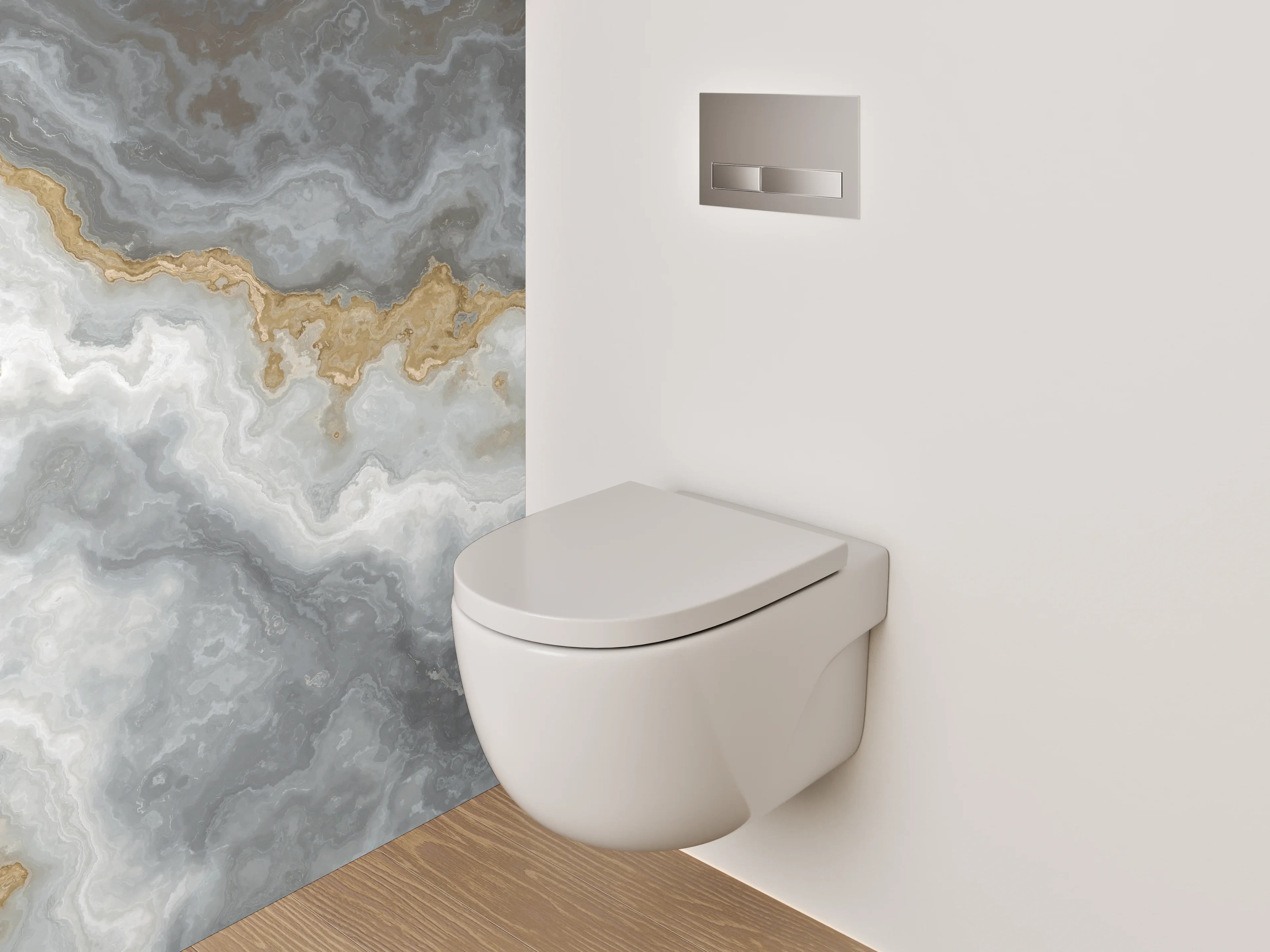 WC-Rückwand - Elegante weiße und graue Marmorstruktur