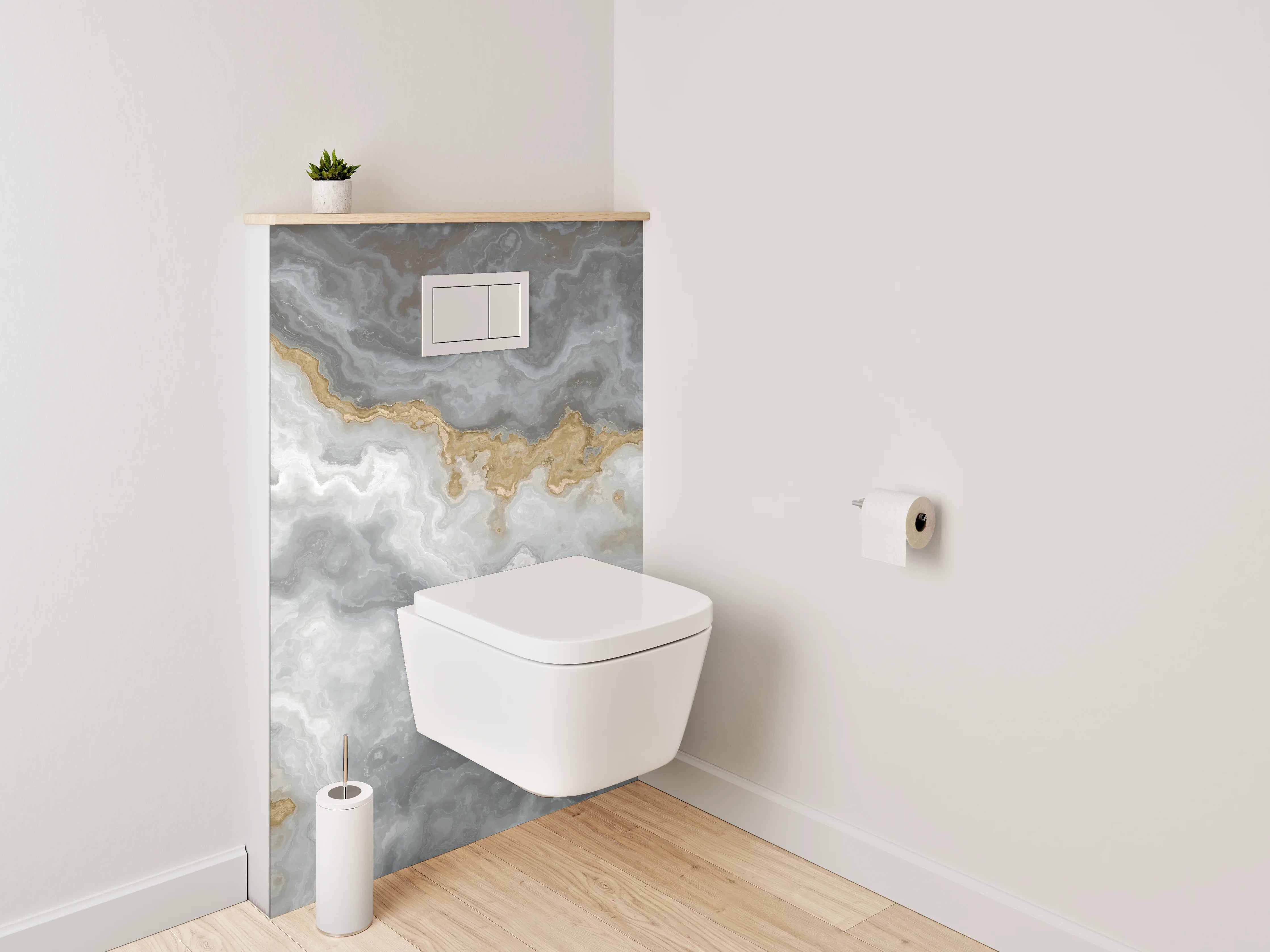 WC-Rückwand - Elegante weiße und graue Marmorstruktur