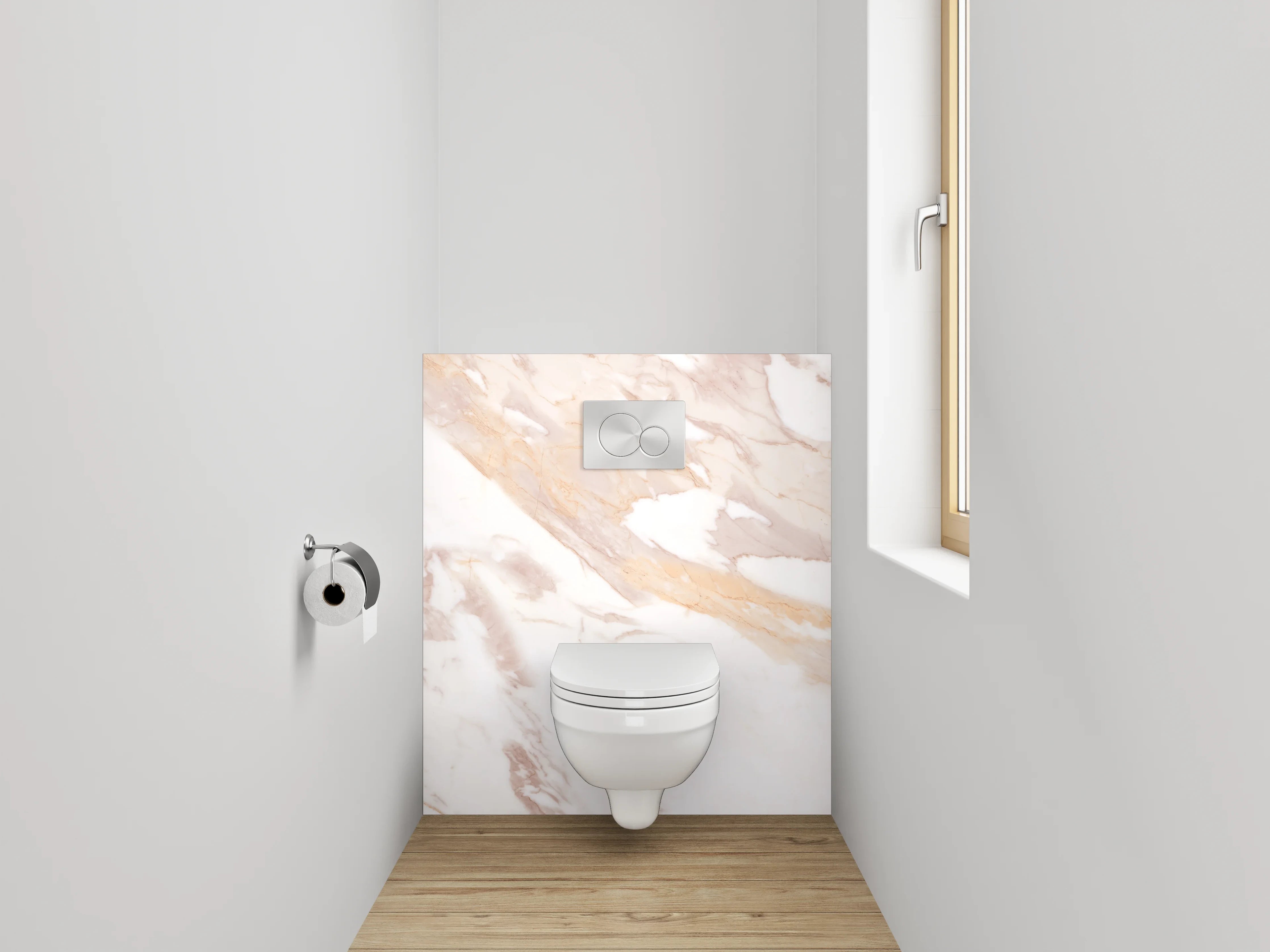WC-Rückwand - Eleganter Grauschimmer auf Weißmarmor