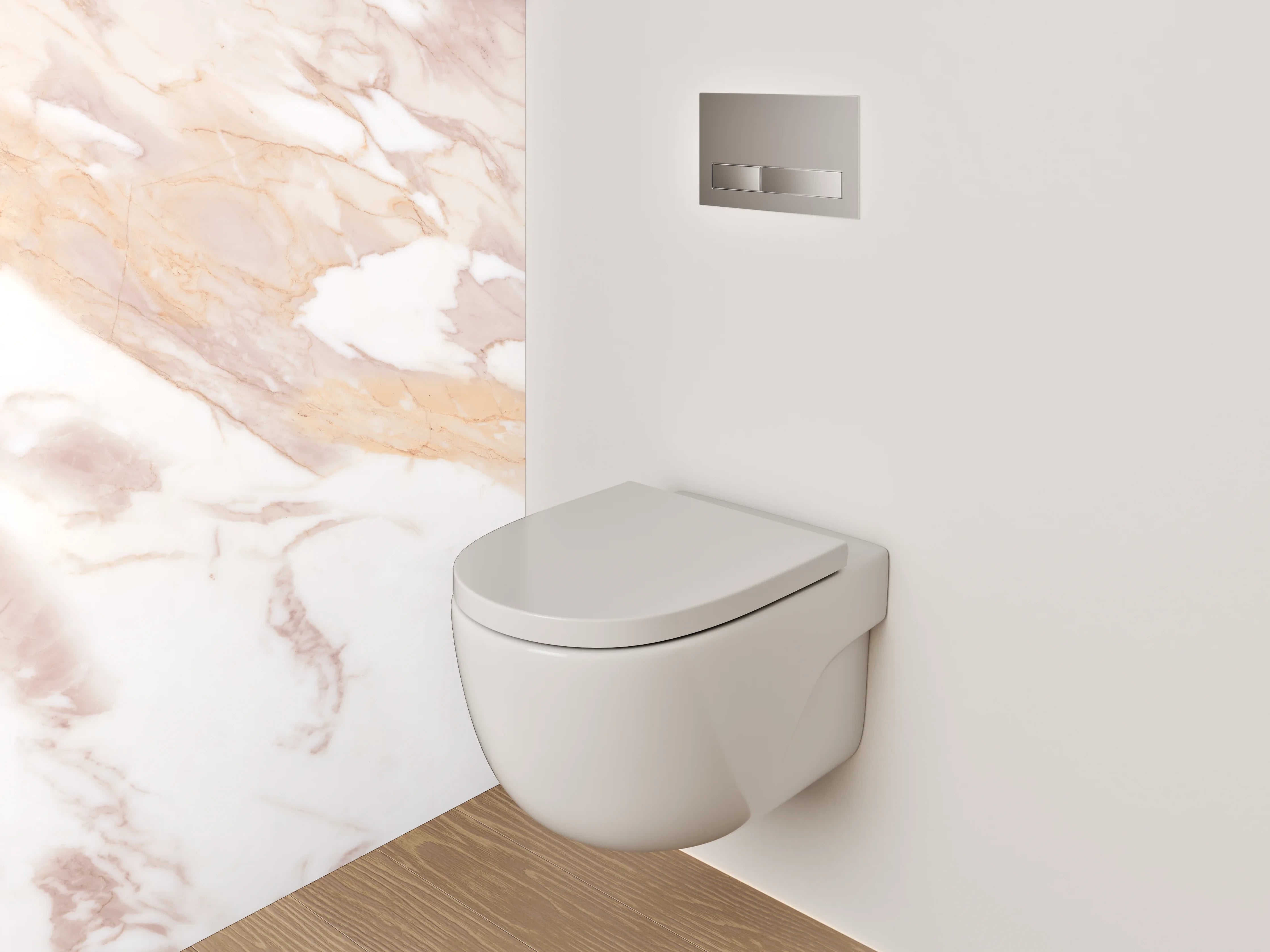 WC-Rückwand - Eleganter Grauschimmer auf Weißmarmor