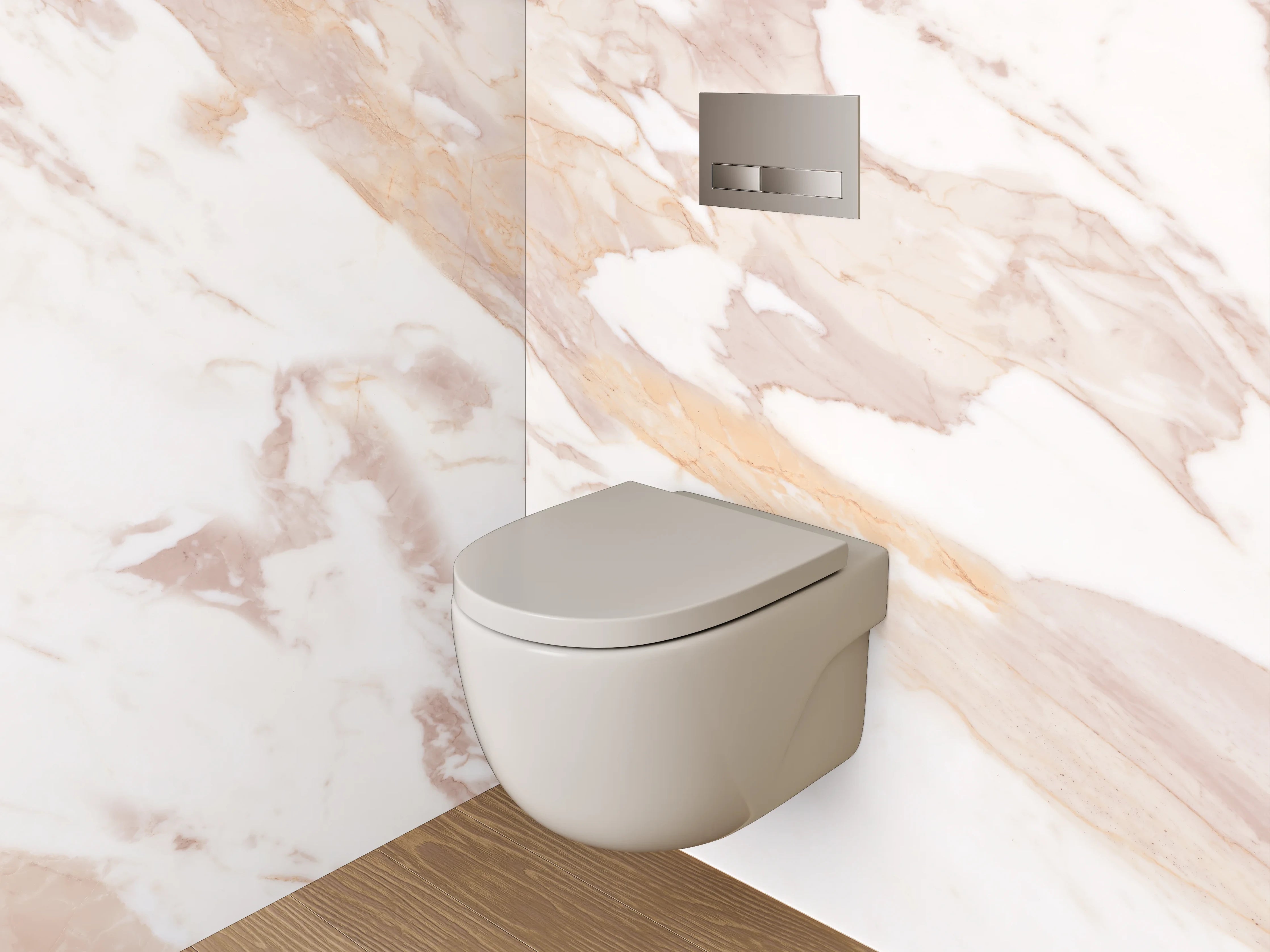 WC-Rückwand - Eleganter Grauschimmer auf Weißmarmor