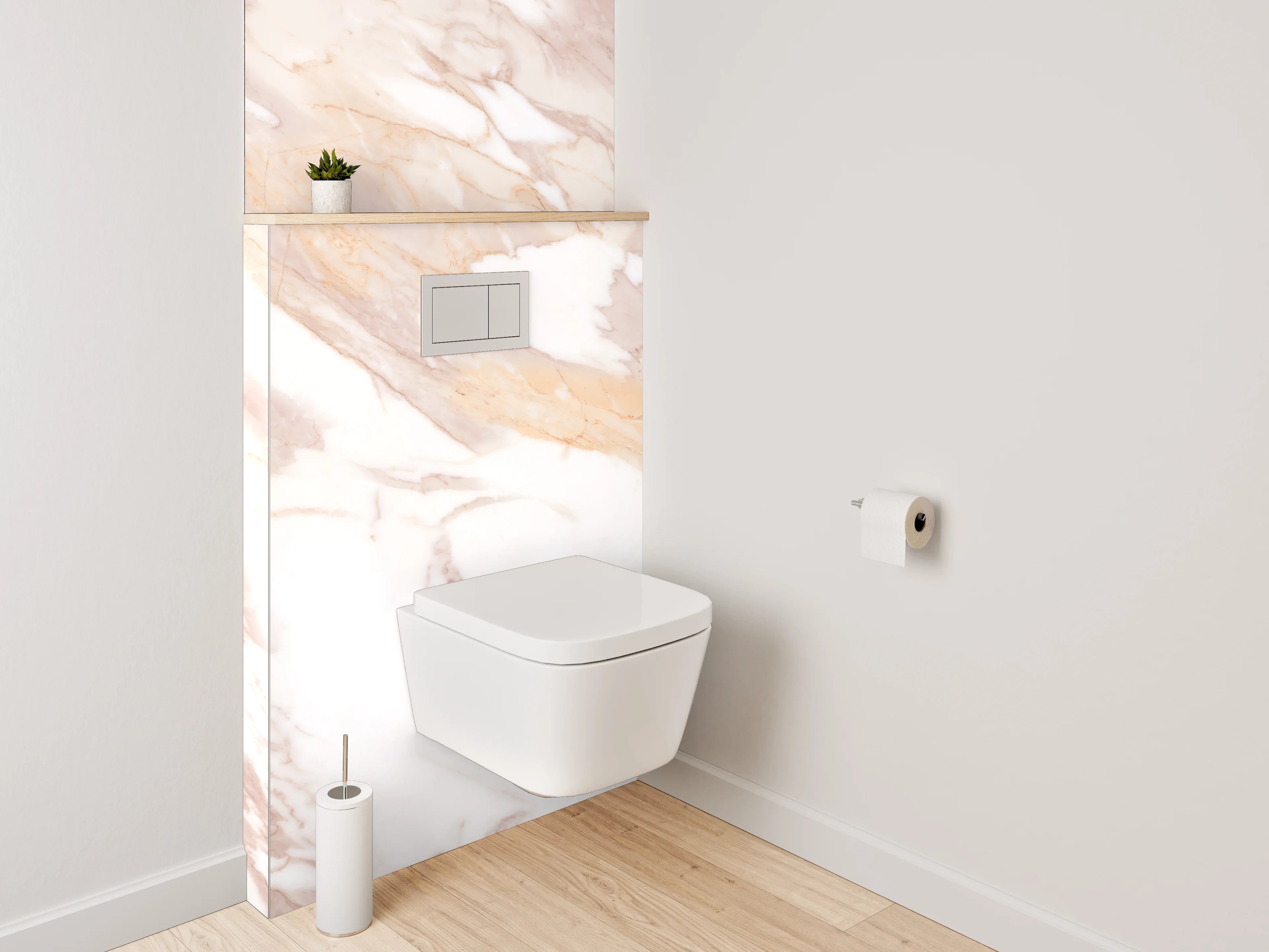 WC-Rückwand - Eleganter Grauschimmer auf Weißmarmor