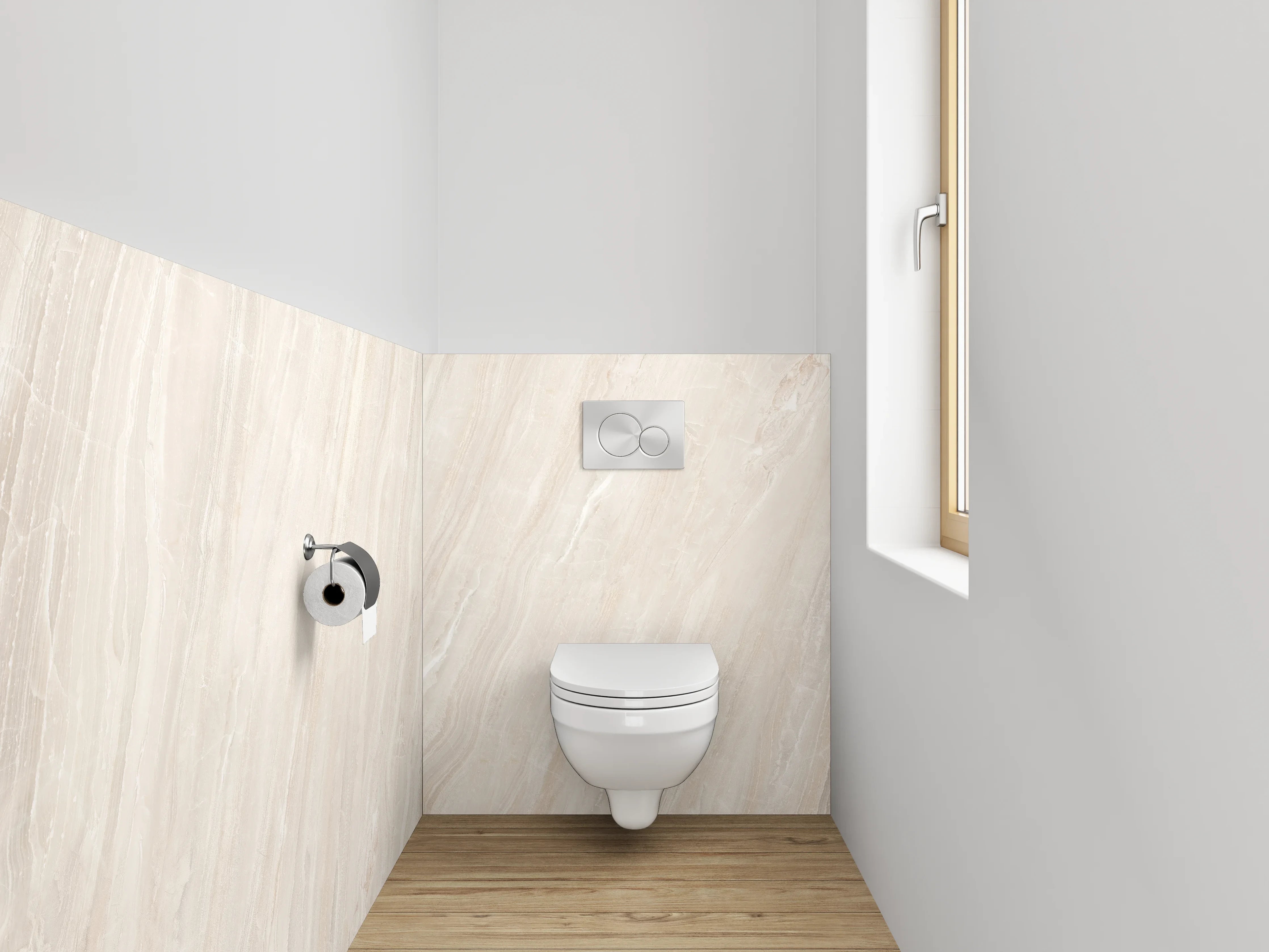 WC-Rückwand - Eleganter Marmor in Creme-Beige