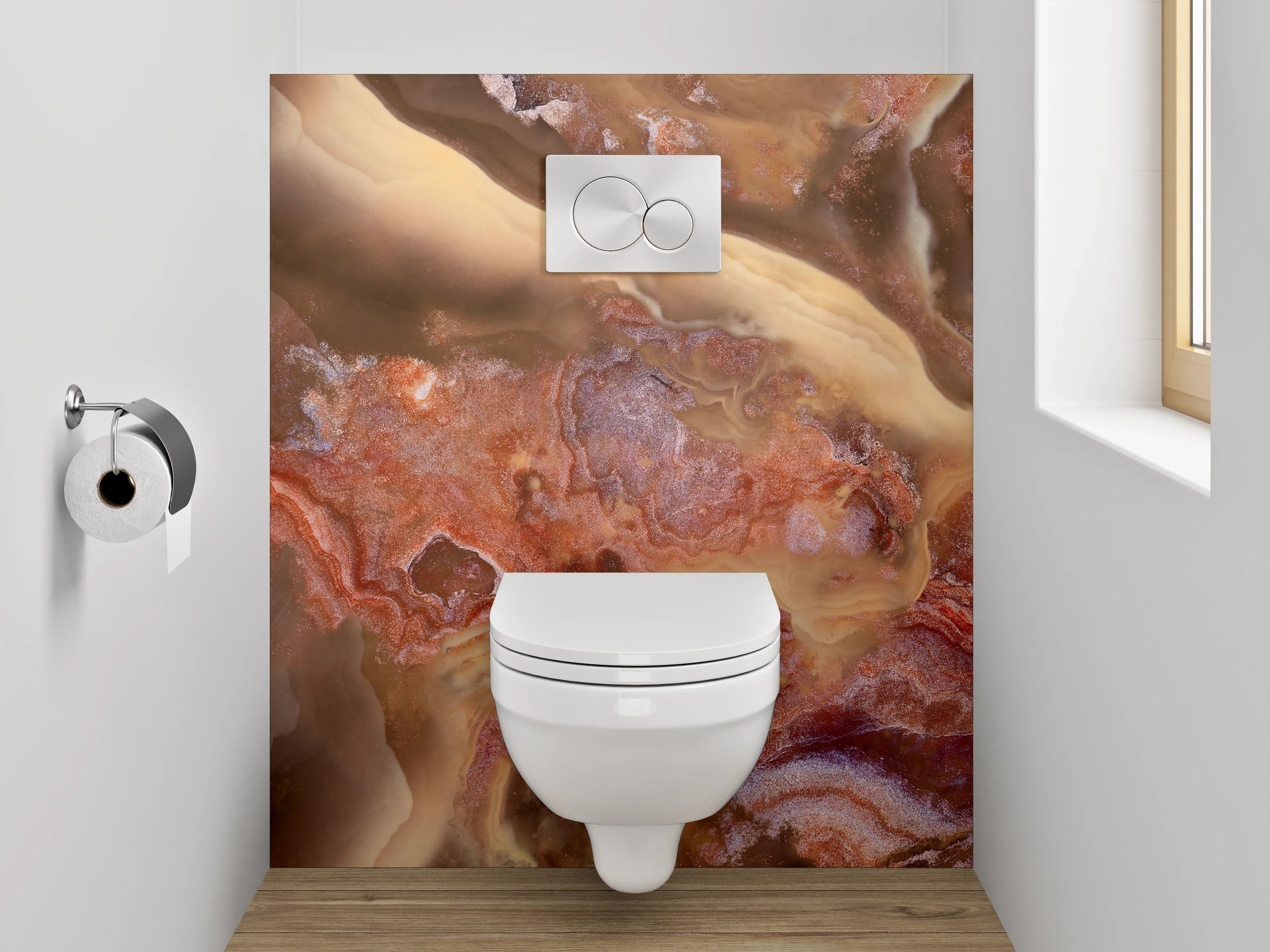 WC-Rückwand - Eleganter Onyx-Marmor Look