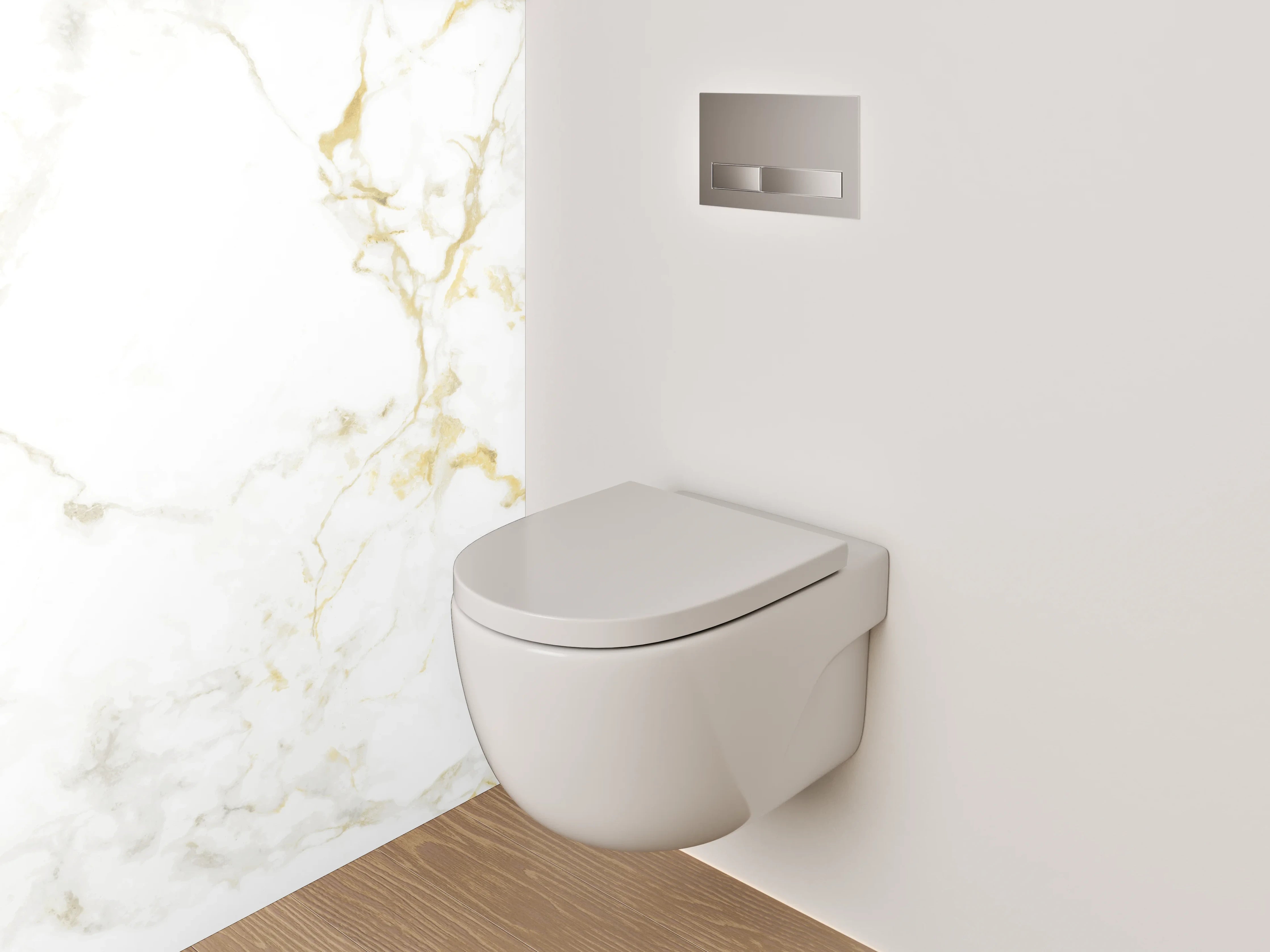 WC-Rückwand - Eleganter Weiß-Gold-Marmor Look