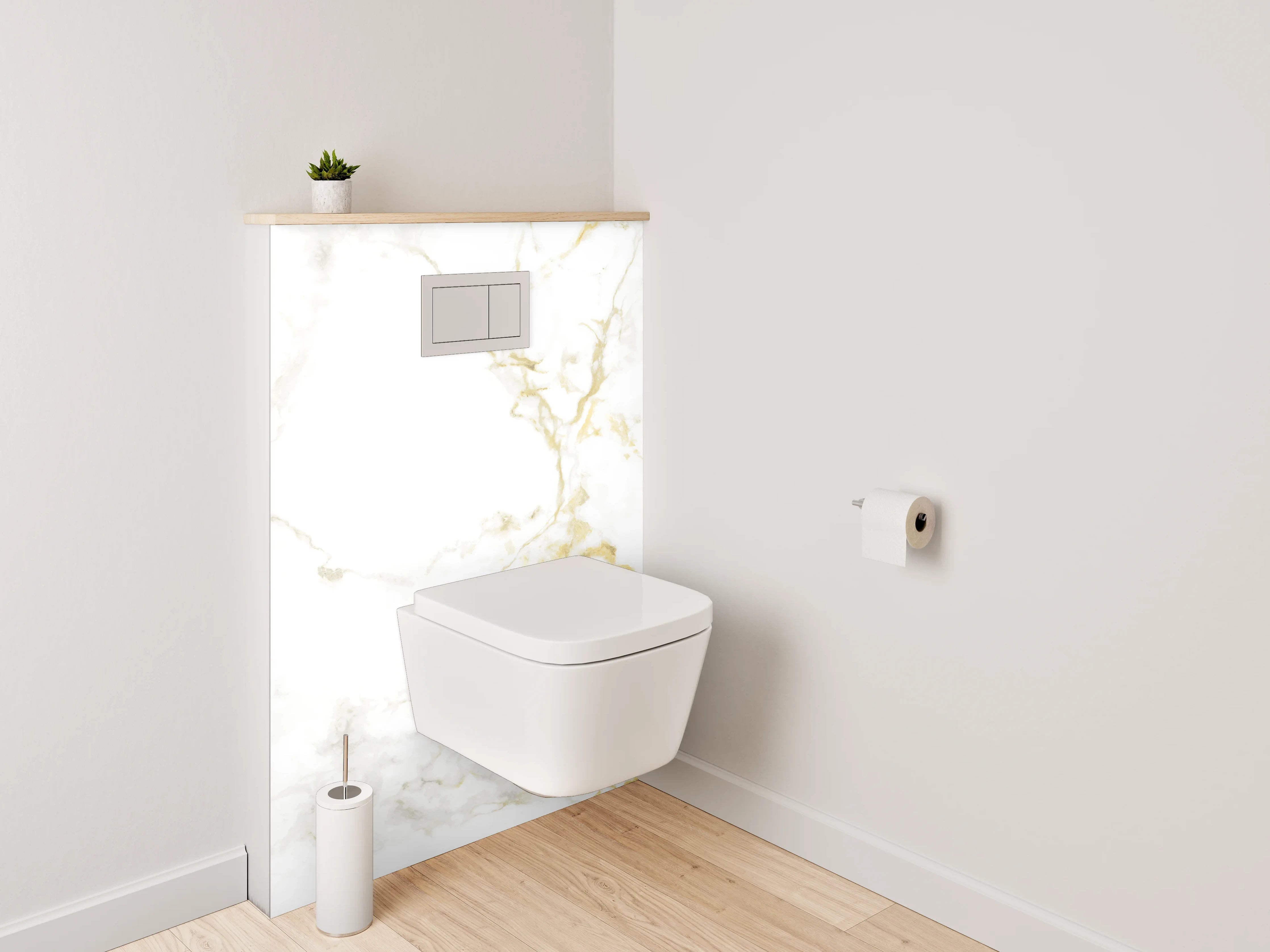 WC-Rückwand - Eleganter Weiß-Gold-Marmor Look