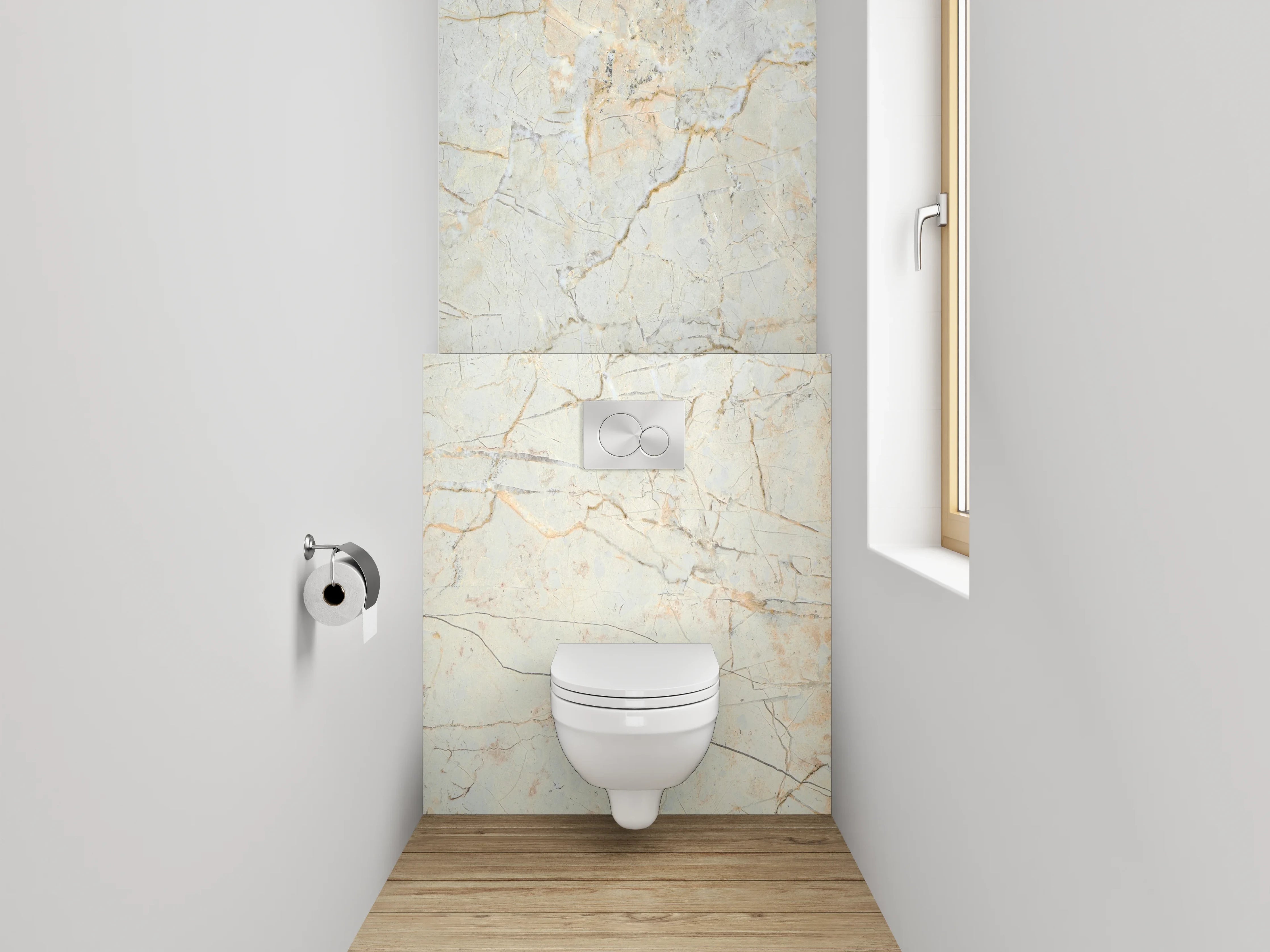 WC-Rückwand - Eleganter Weiß-Grau Marmor Look