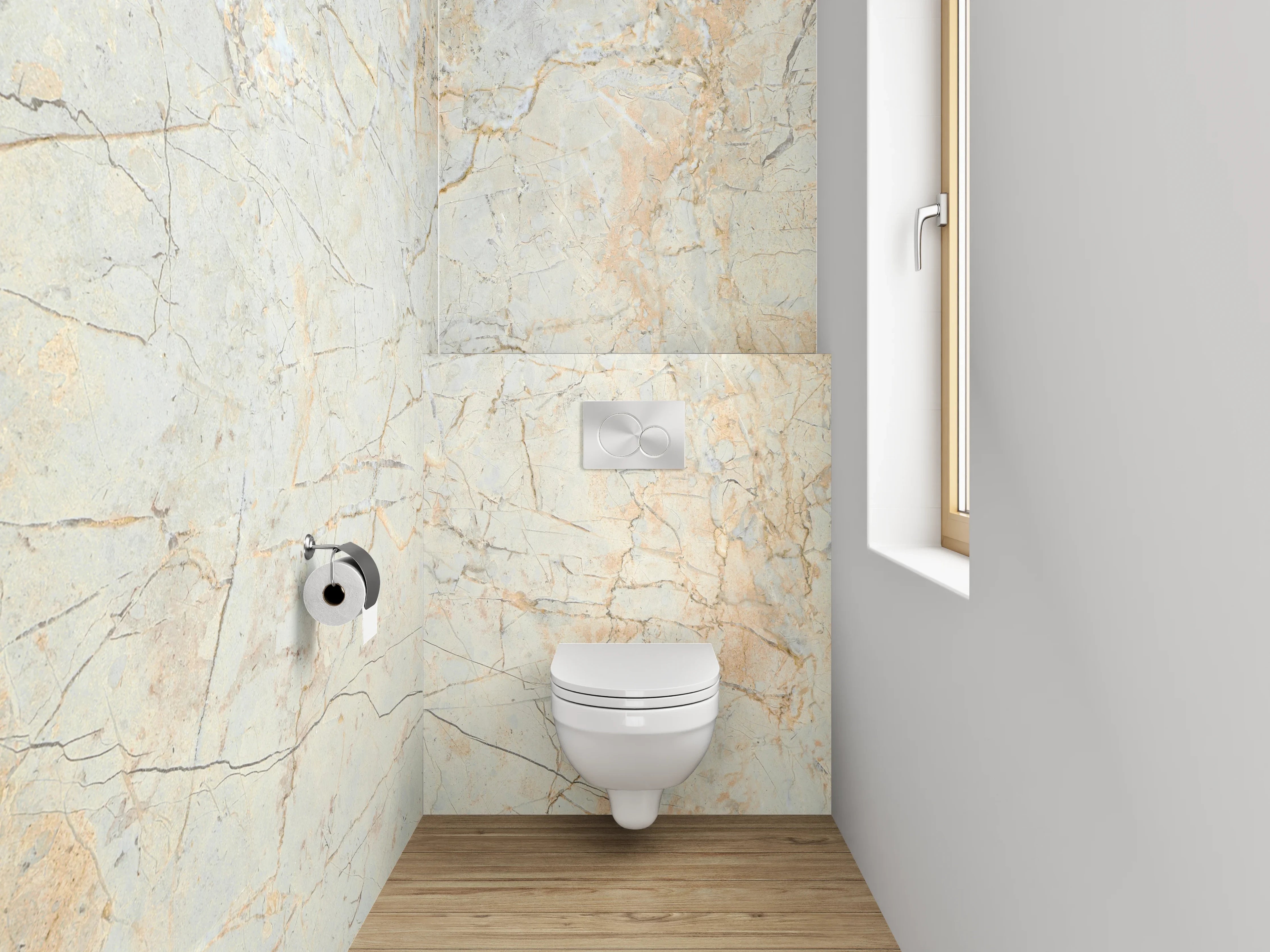 WC-Rückwand - Eleganter Weiß-Grau Marmor Look