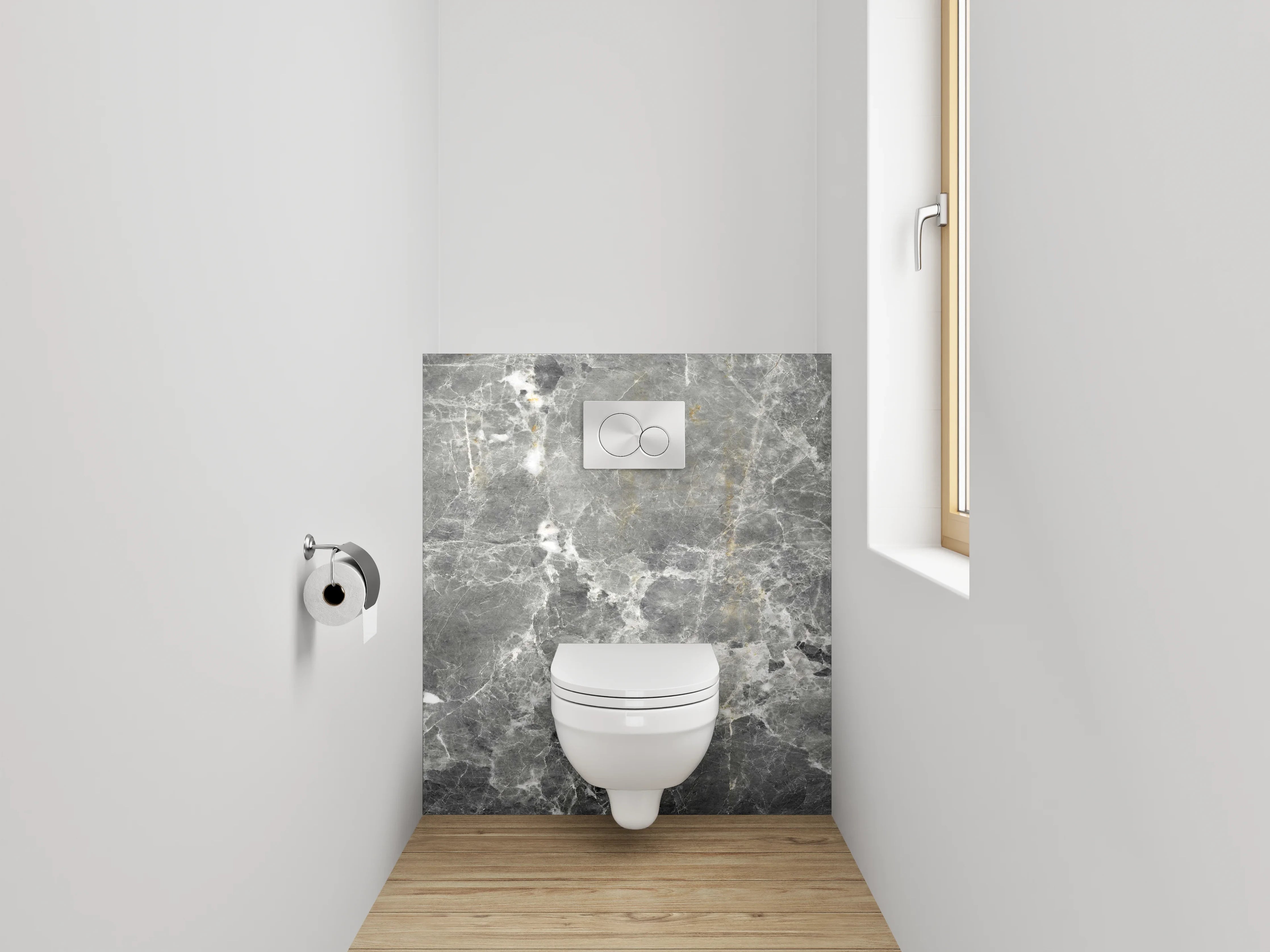 WC-Rückwand - Eleganter grauer Marmor-Look